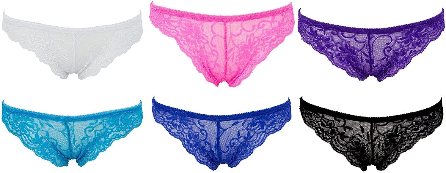 Slip 6er Pack Slips Pantys Spitze Uni Hotpants Hipster French Damen