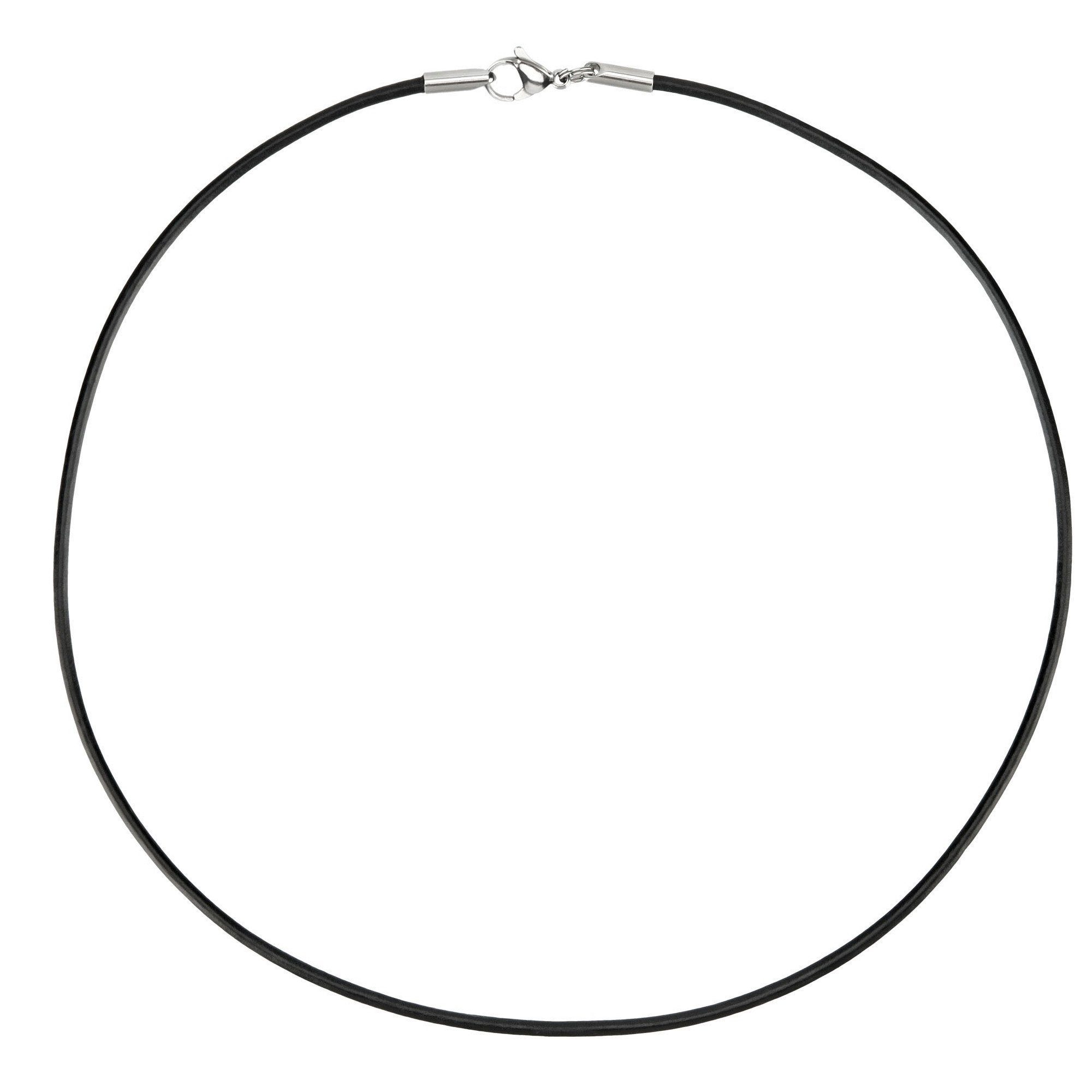 Auroris Lederband Dicke 2mm schwarz Echtleder Kette mit Edelstahl Karabinerverschluss (ohne Verbindungsring), Made in Germany