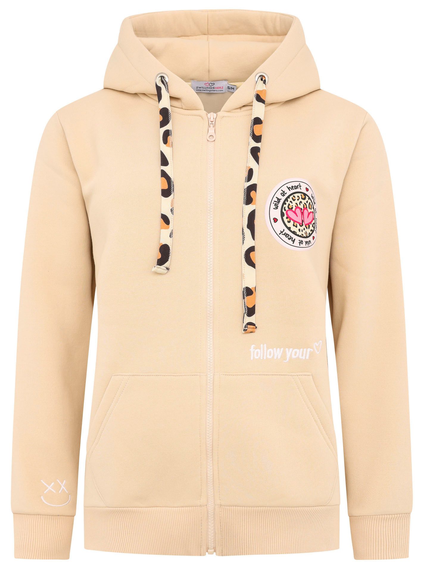 Zwillingsherz Kapuzensweatjacke Leo-Details, Langarm, Reißverschluss, Baumw günstig online kaufen