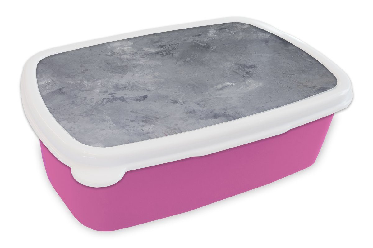 MuchoWow Lunchbox Schiefer rosa Kunststoff, - (2-tlg), - - Retro Rustikal, Beton - Kunststoff Snackbox, Brotbox Grau - Erwachsene, für Kinder, Brotdose Mädchen, Strukturen