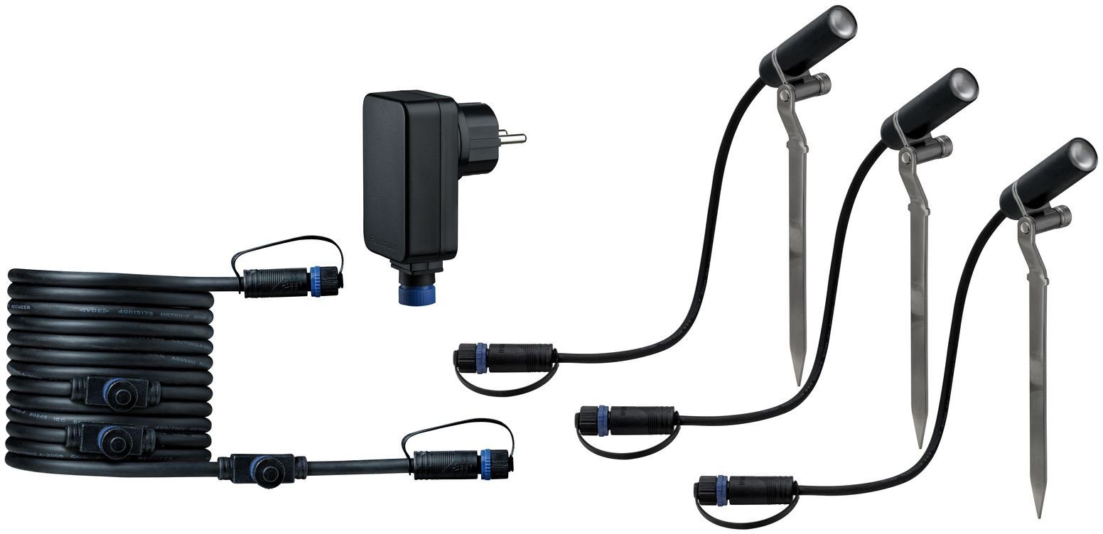 Paulmann LED Gartenstrahler Plug & Shine, Plug & Shine, LED fest integriert, Warmweiß, LED-Modul, 3000K 24V Anthrazit