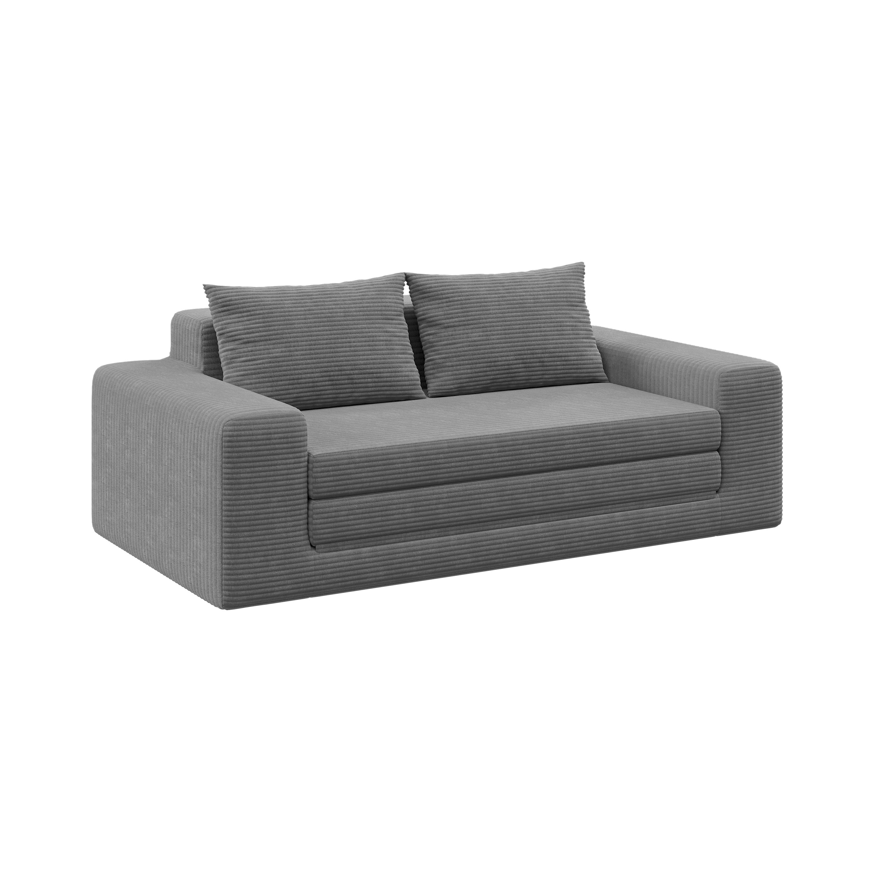 skølm Schlafsofa Kvasir Vollschaumsofa, ausklappbar mit Kissen, vakuumiert, Dunkelgrau, 2 Sitzplätze, 168x94x62 cm (BxTxH), als Gästebett nutzbar