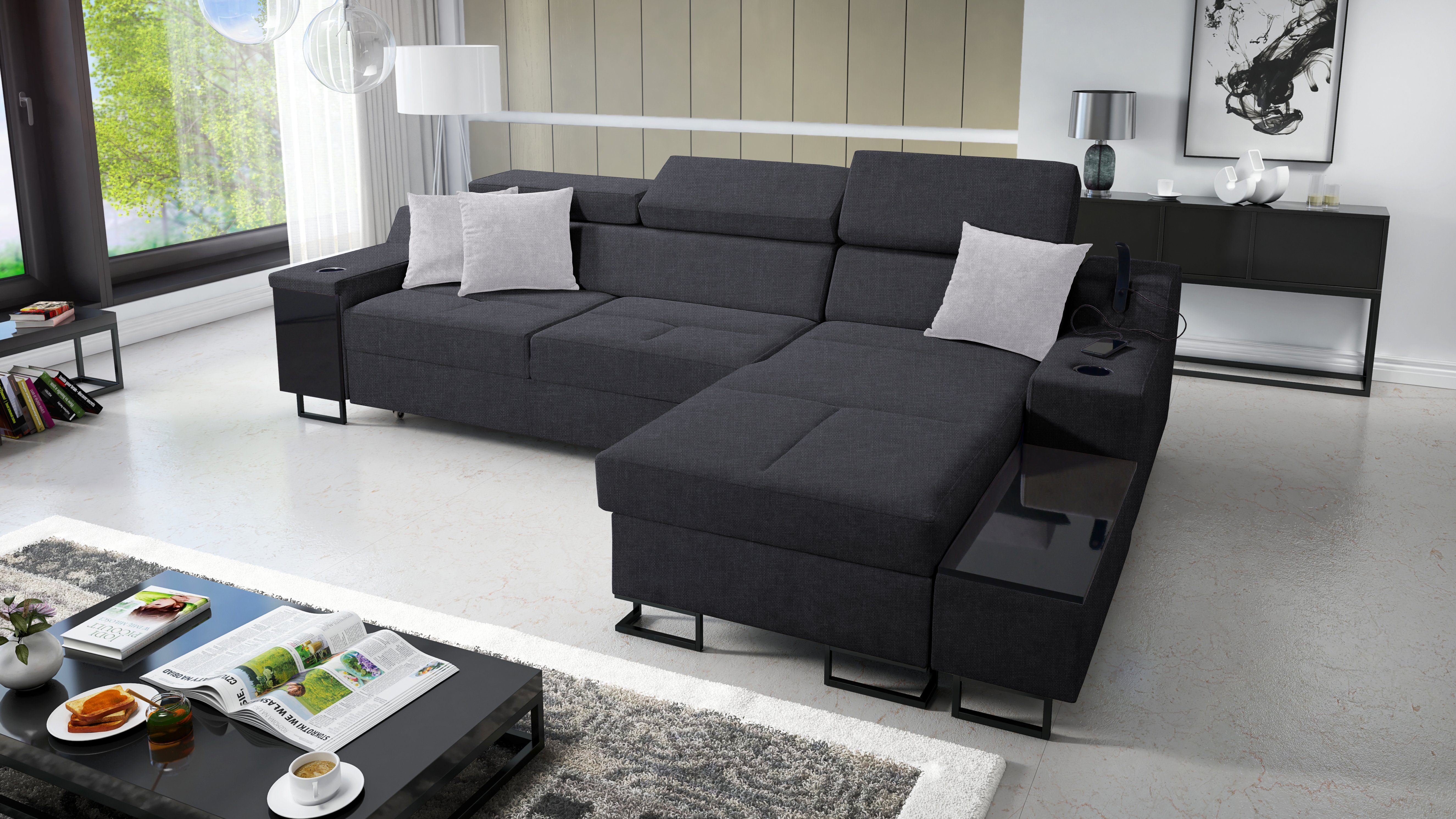 Best for Ecksofa Moderne SAWANA96 Maxi: Wohnzimmer I Bettkasten Schlaffunktion & für das Aria Home