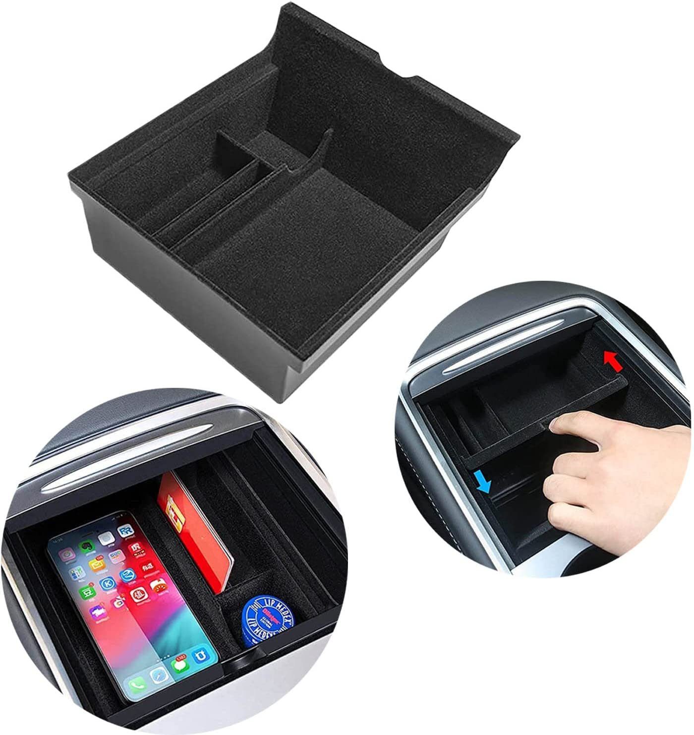 XDeer Organizer Mittelkonsole Organizer Armlehnenablage Zubehör für Tesla 2021-23 (1 St), für Tesla Model 3/Y - Telefon Karte Schlüssel Münzen