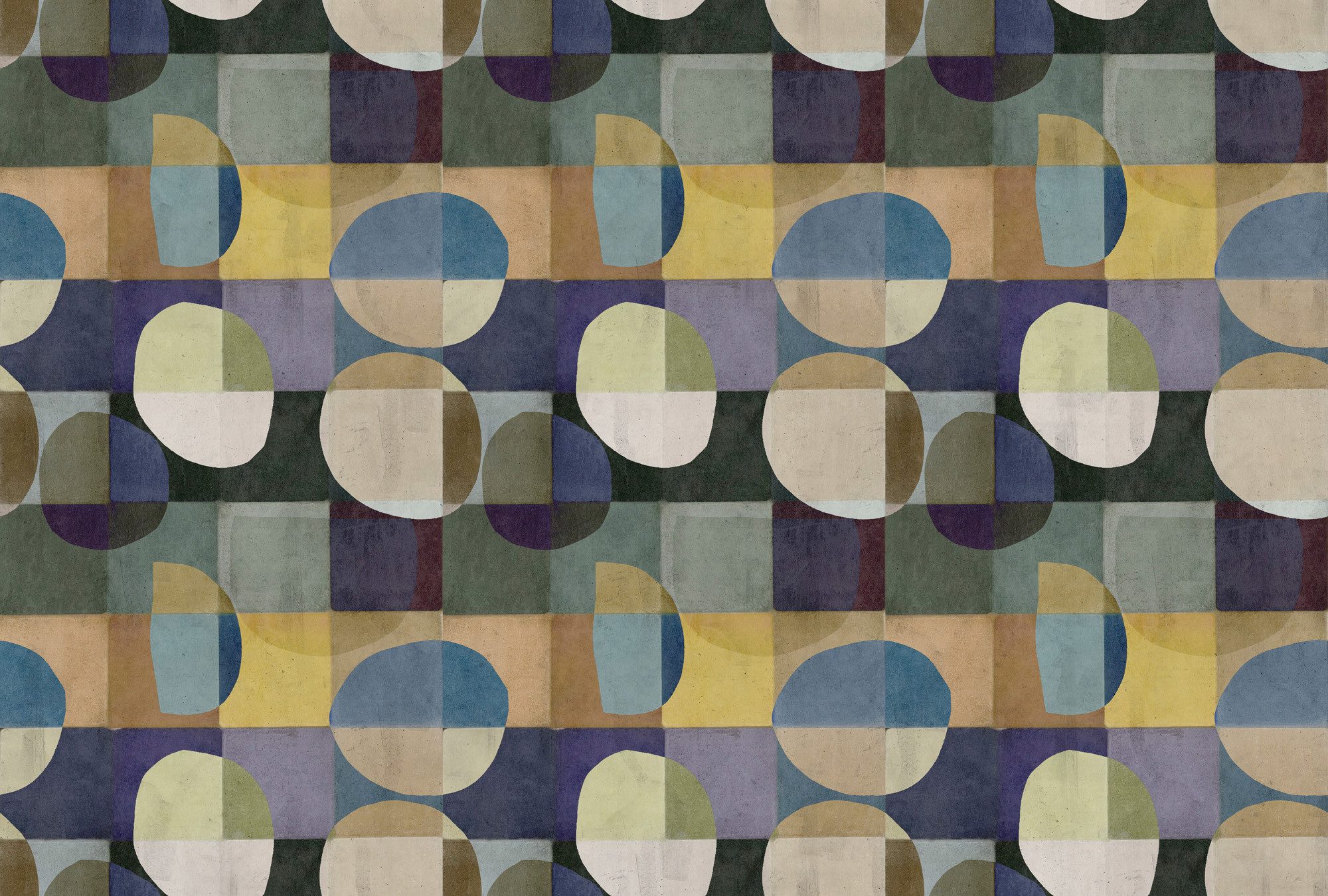 living walls Vliestapete Geometrische Retro-Tapete Bunt Blau Beige modern, glatt, matt, (1 St)
