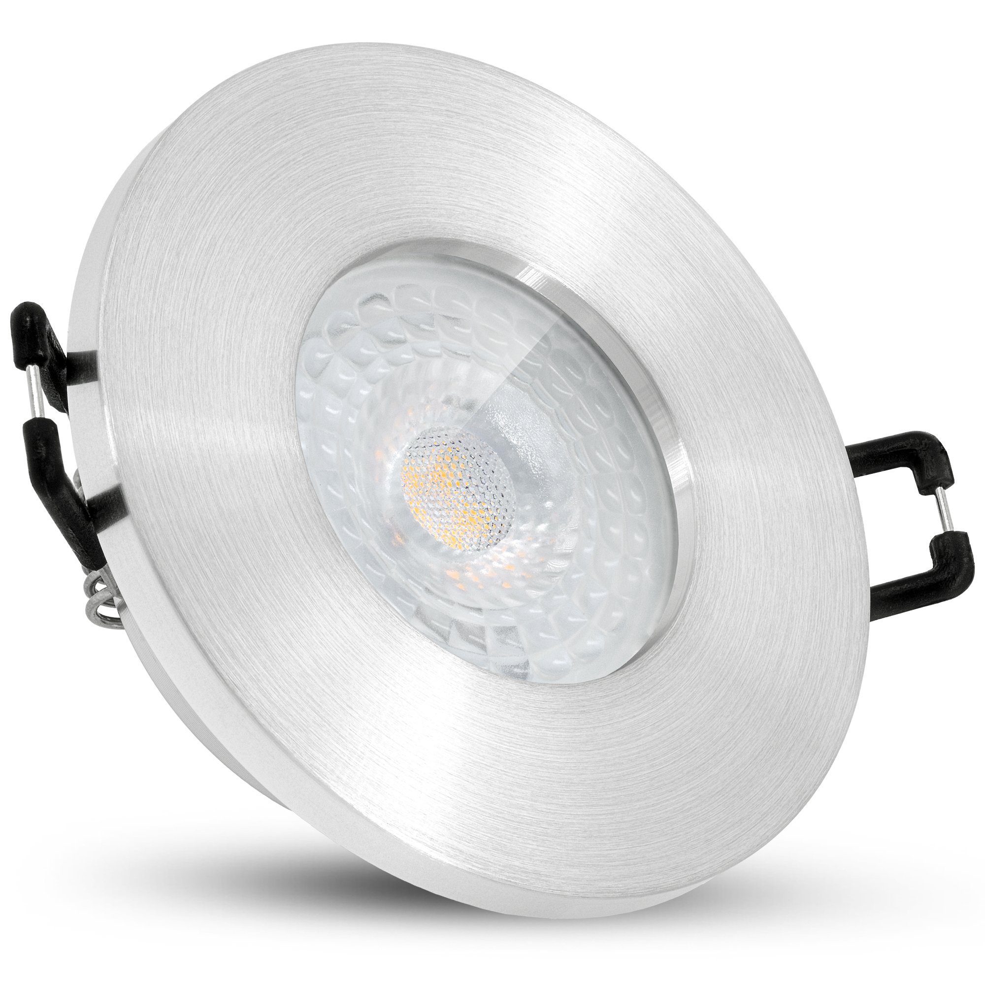 LED 10er Leuchtmittel Set linovum in flache IP65 LED, LED Optik Einbaustrahler inklusive, gebuersteter Einbaustrahler mit Leuchtmittel inklusive