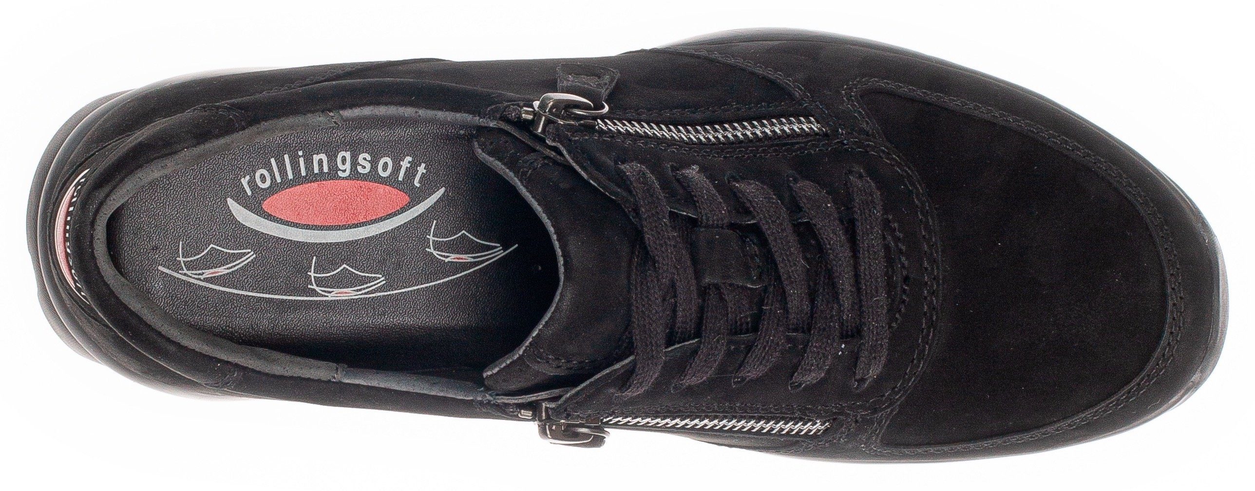 schwarz Rollingsoft mit Sneaker OPTIFIT-Wechselfußbett Gabor herausnehmbarem