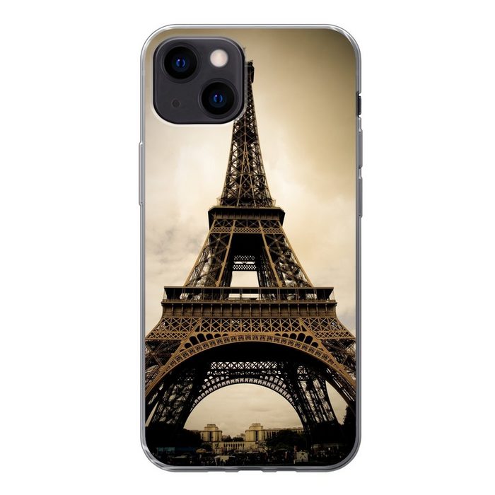 MuchoWow Handyhülle Eiffelturm in Paris Sepia-Fotodruck Handyhülle Apple iPhone 13 Mini Smartphone-Bumper Print Handy