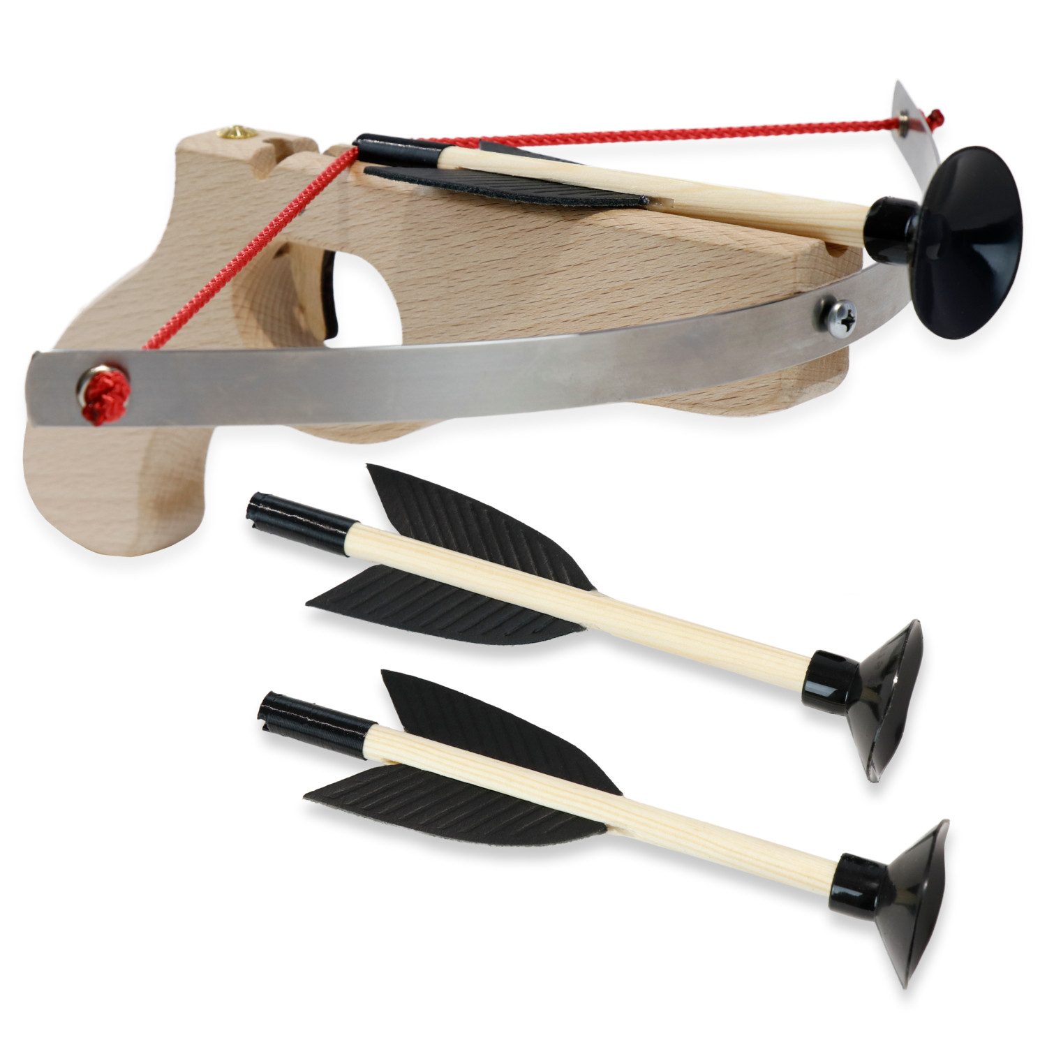 BestSaller Kinderbogenset Holz Hand-Armbrust mini mit Federstahlbogen, inklusive 3 Bolzen