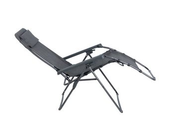 Bel-Sol Gartenliege Relaxliege anthrazit Liegestuhl Sonnenliege XL Relaxsessel Relaxstuhl, Relaxsessel mit Kopfkissen, stufenlos verstellbar, klappbar, 110 kg Tragkraft, Camping
