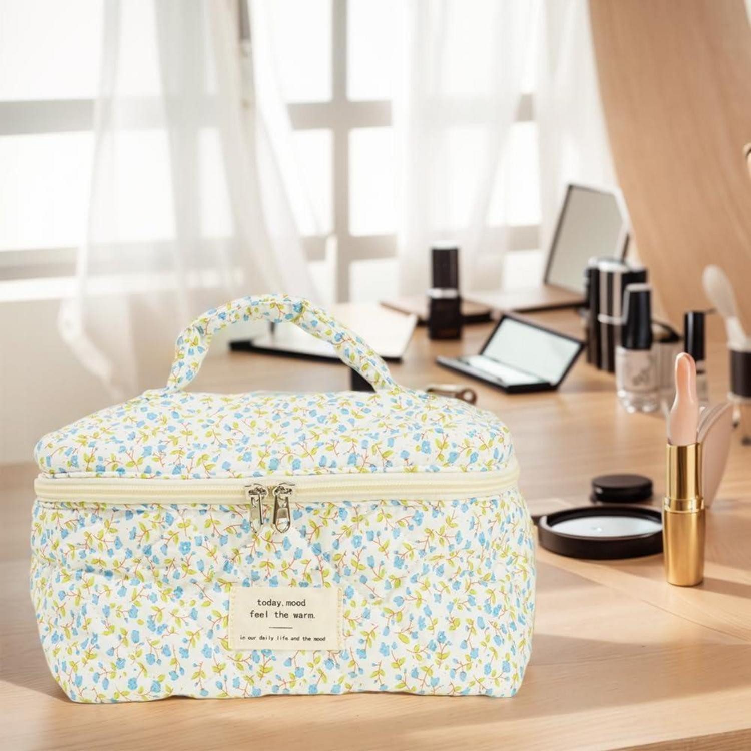 LuxusKollektion Kosmetiktasche Kosmetiktasche Set 3er Damen Blumen Makeup Bag Beauty Groß Reise