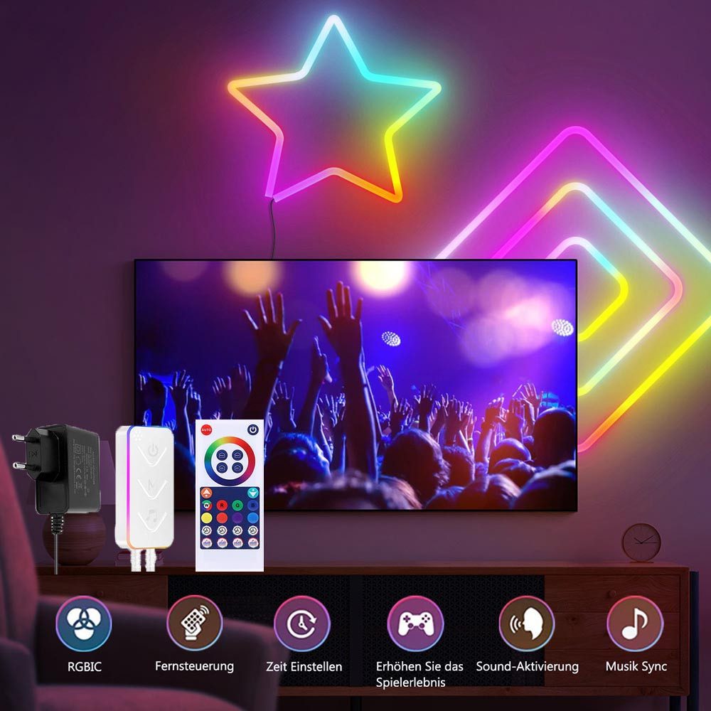Jibenhome LED Stripe Neon LED Streifen mit Alexa Google Assistant-Steuerung, Wasserdicht, DIY