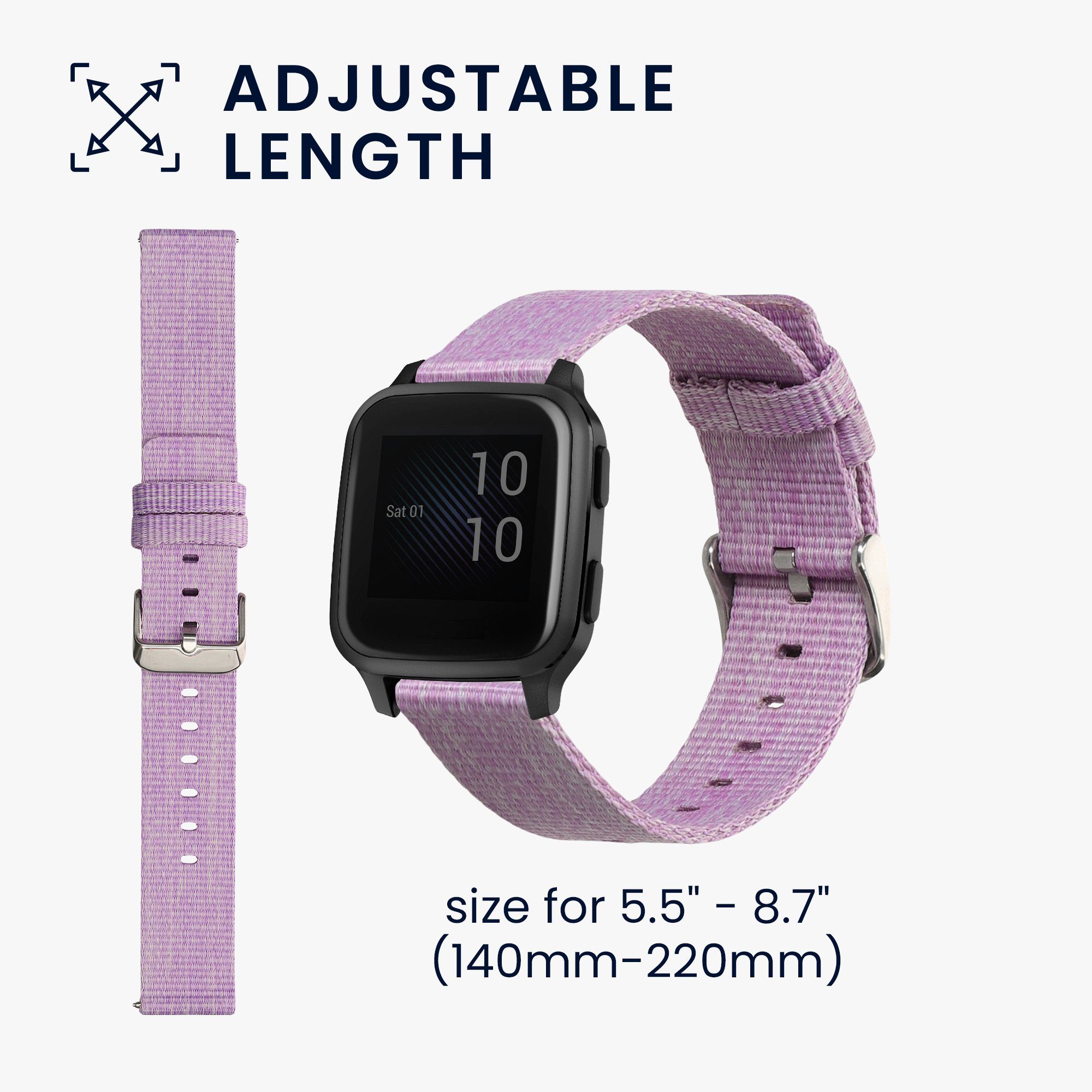 Sq in Lavendel Uhrenarmband Venu 2 / Band - für Ersatz Tracker für Armband Music Fitness kwmobile 2 20mm, Sq Armband Garmin