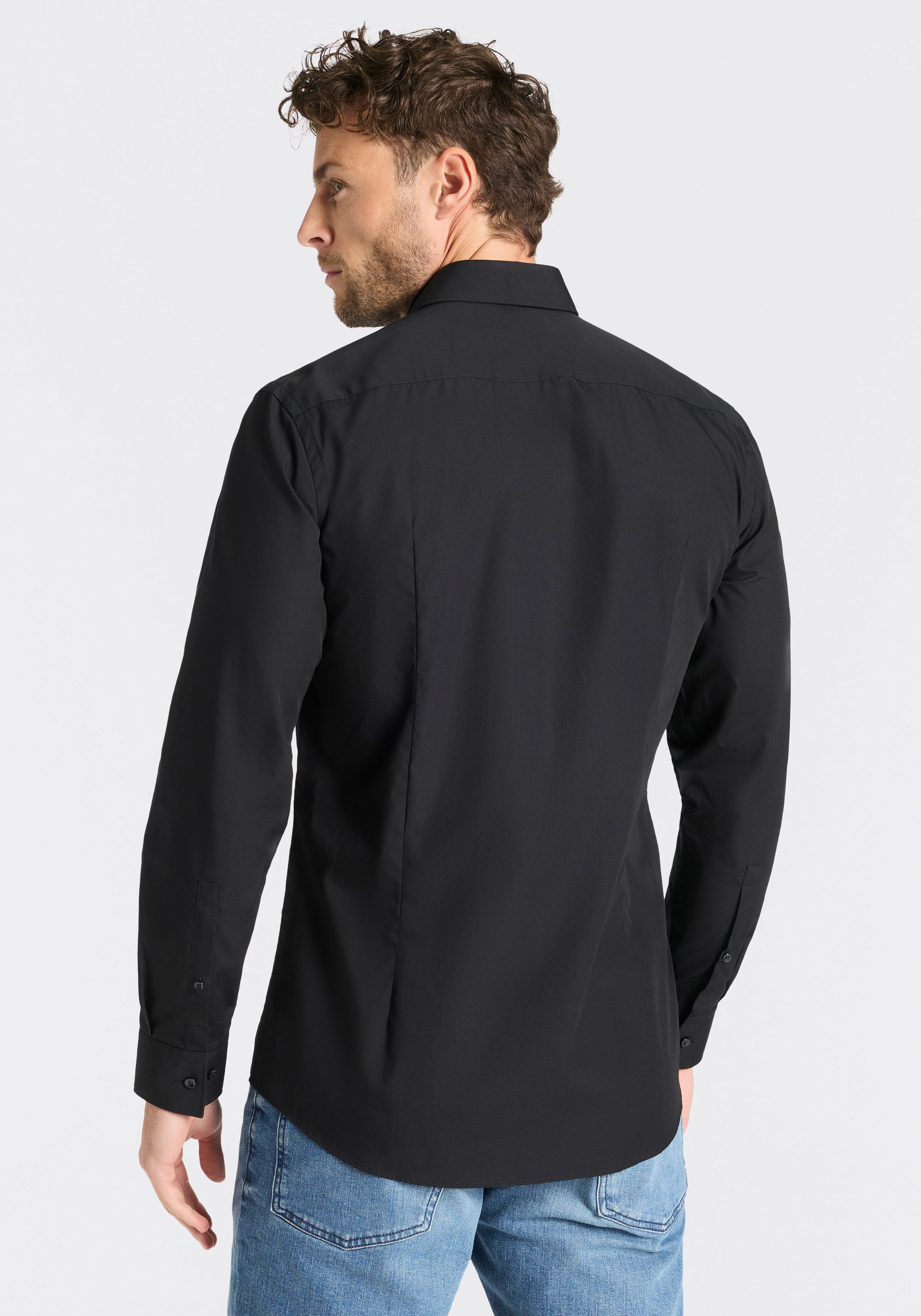 HUGO Langarmhemd Kenno Slim-Fit Hemd aus bügelleichter Baumwoll-Popeline günstig online kaufen