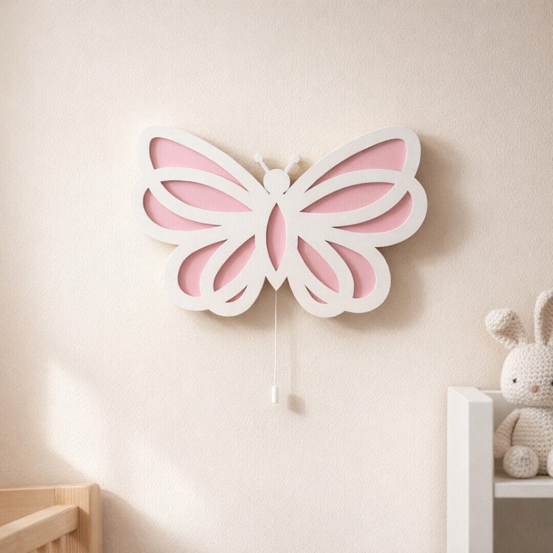 COZYCOLLECTIONS LED Wandleuchte Zweilagiger Schmetterling LED-Wandnachtlicht,(Rosa-Beige), LED, Warmweiß, Montessori-inspiriertes Schmetterlingslicht in zarten Farben