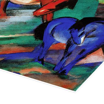 Posterlounge Poster Franz Marc, Rotes und blaues Pferd, Malerei