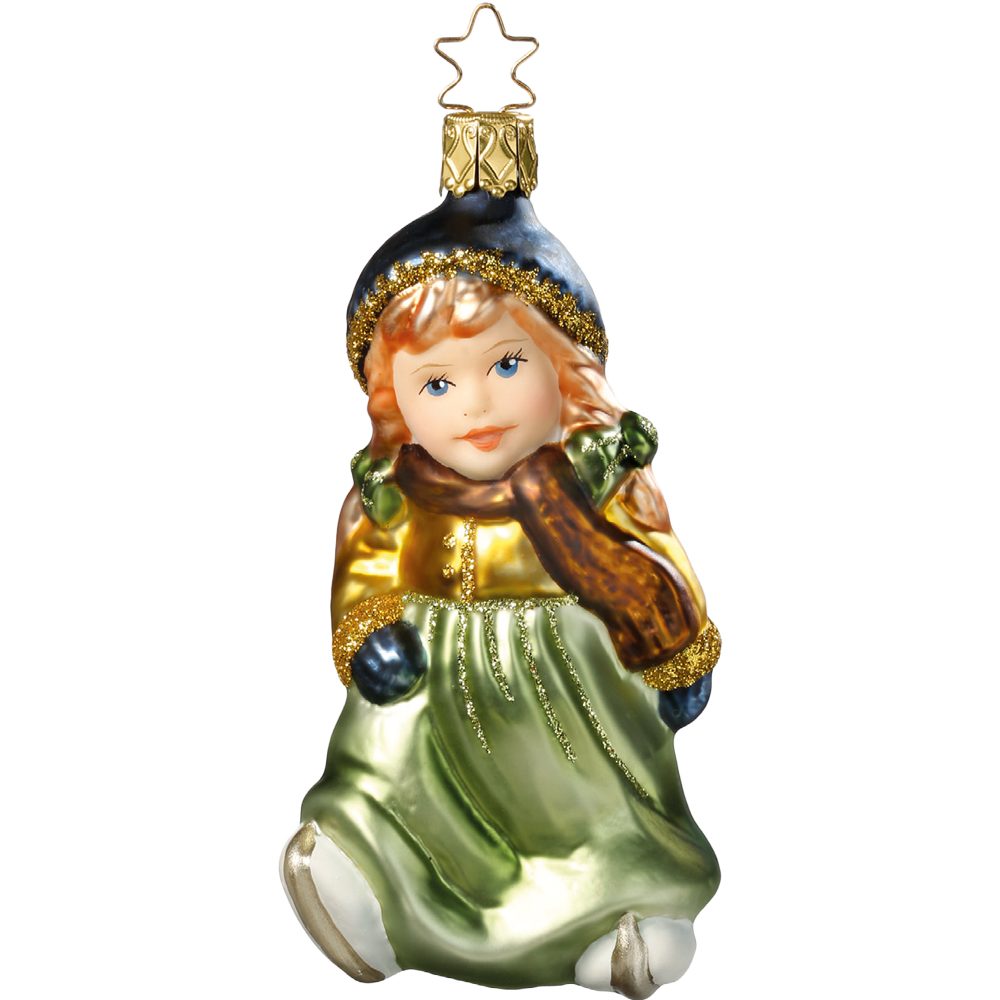 INGE-GLAS® Christbaumschmuck Mädchen auf dem Eis 11,5 cm (1-tlg), mundgeblasen, handbemalt