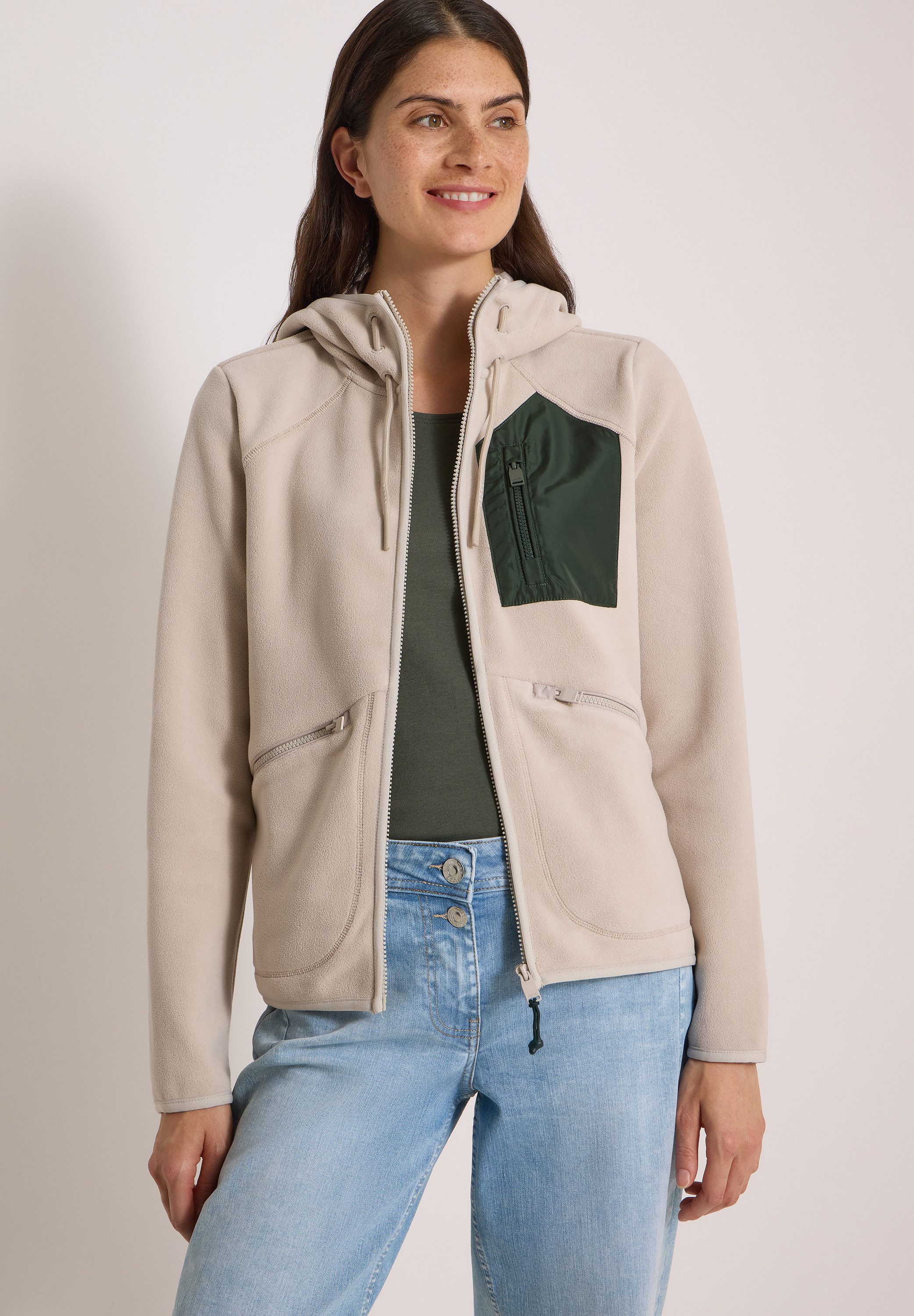 CECIL Fleecejacke in Unifarbe