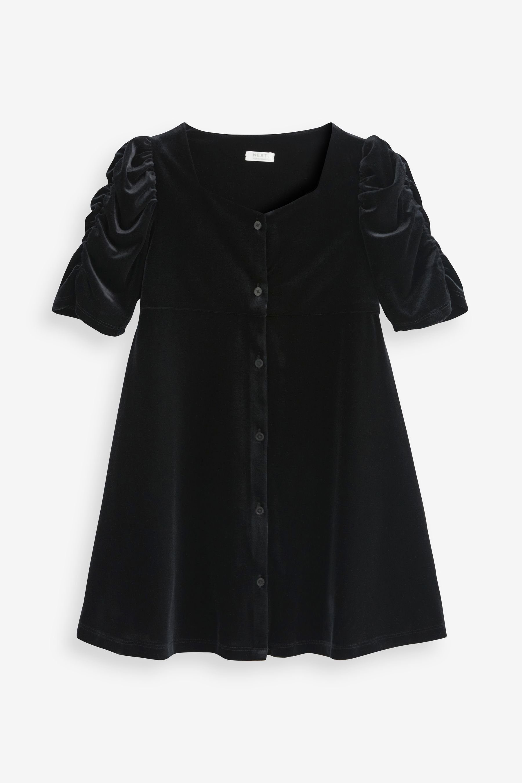 Next Partykleid Samt-Kleid mit gesmokten Ärmeln (1-tlg) Black