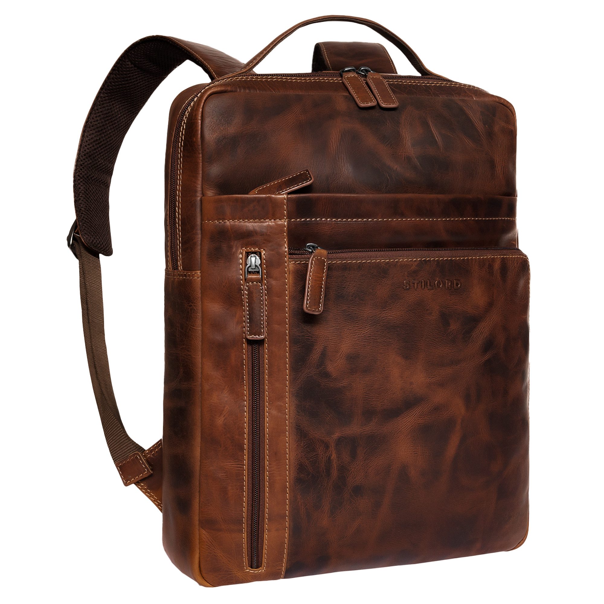 STILORD Notebookrucksack "Kendall" Unisex Laptop-Rucksack Leder