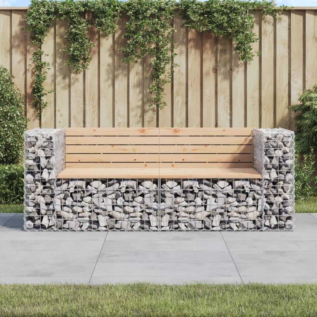 vidaXL Gartenbank Gartenbank aus Gabionen 184x71x65,5 cm Massivholz Kiefer (1-St)