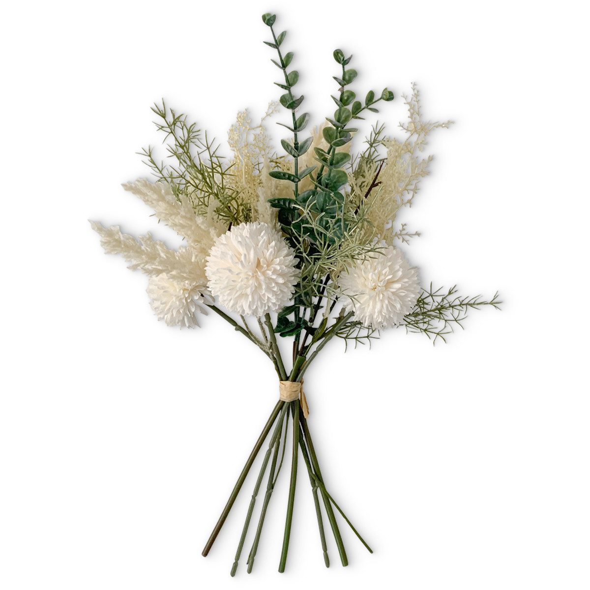 Kunstblume Kunstblumen-Strauß creme-weiß mit Dahlien Eukalyptus günstig online kaufen