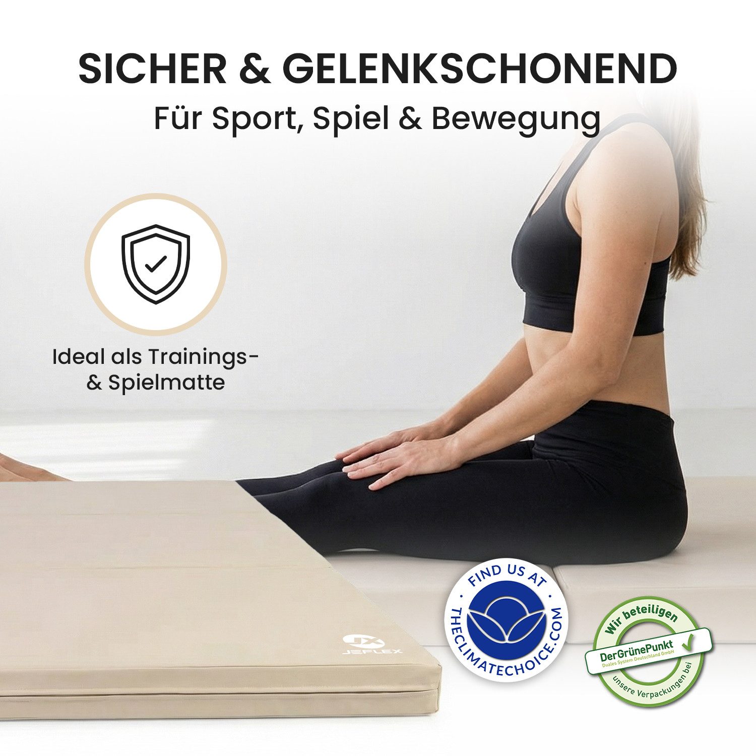 Jeflex Weichbodenmatte Jeflex Turnmatte klappbar 150 x 100 x 8 cm Weichbodenmatte Sportmatte, 150cm x 100cm x 8cm, Made in Germany – Bild 3 von 5