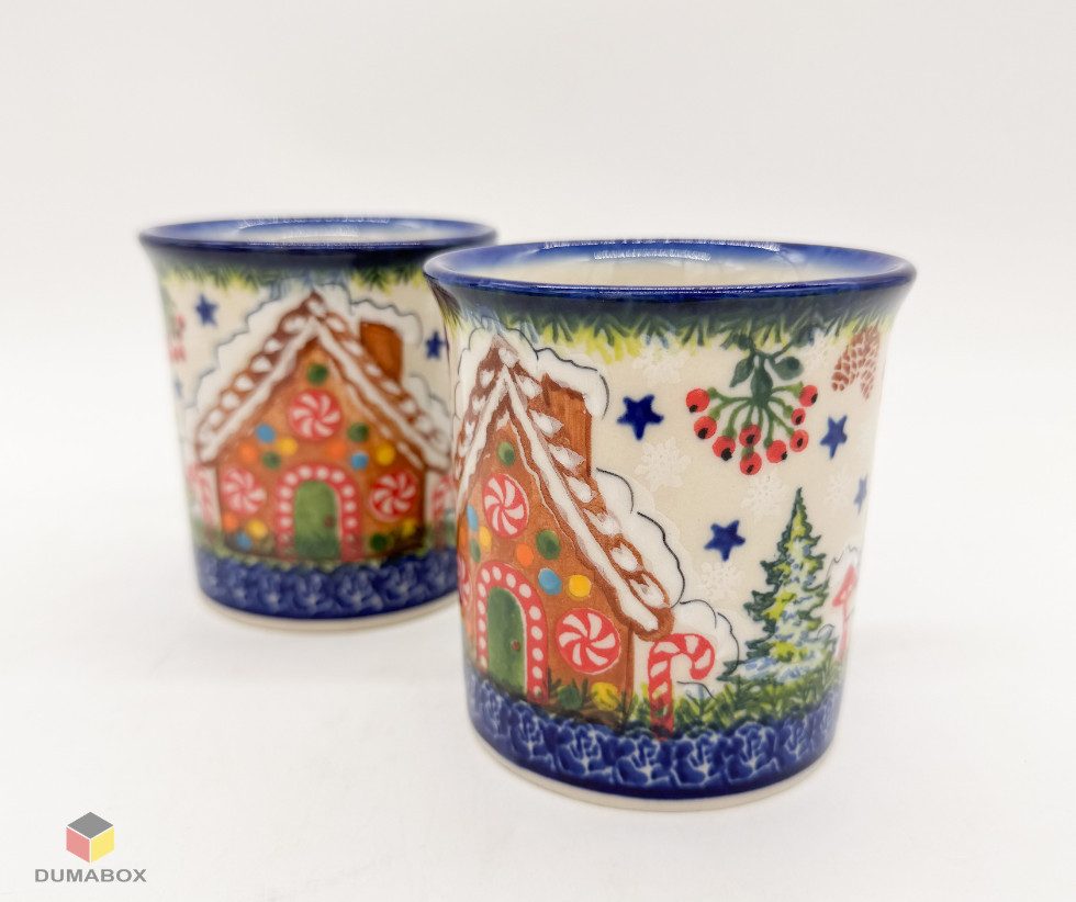 Ceramika Bolesławiecka Kalich Becher Handgefertigte Bunzlauer Keramik Tasse, Becher 280 ml UNIKAT