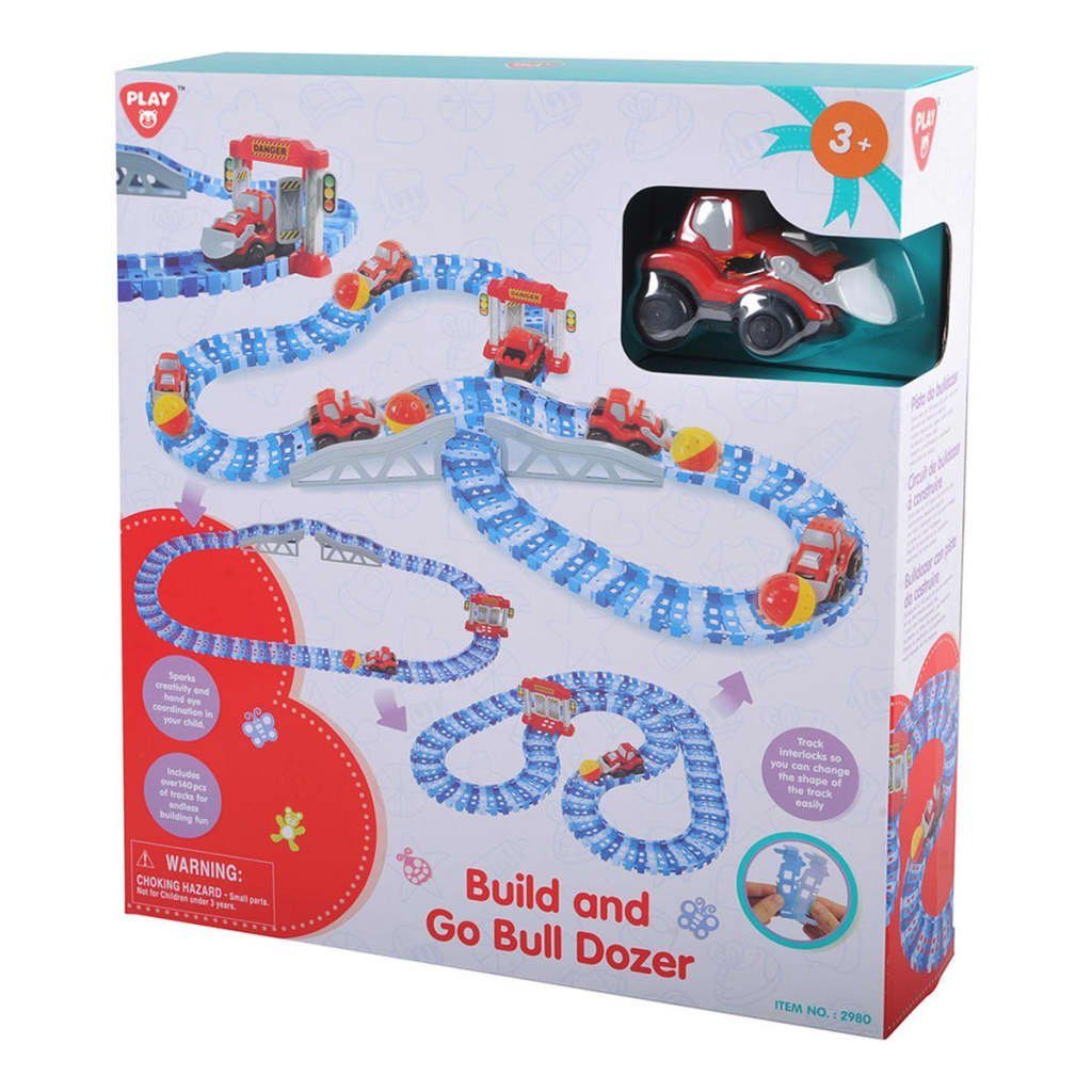 Playgo Bulldozer-Bahn Spiel und Bauset Kinderspielzeug Geschenk Kunststoff 2980 
