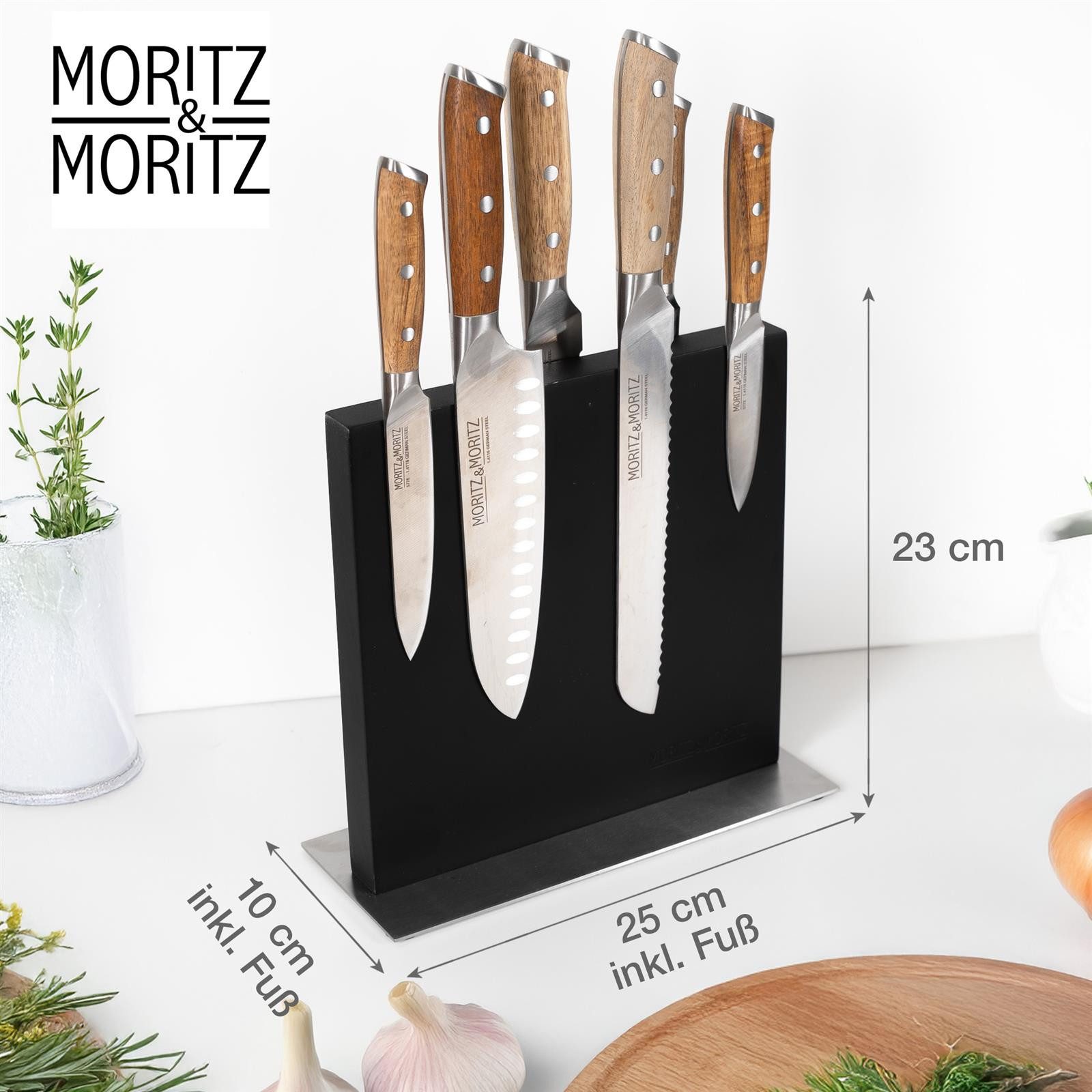 Moritz & Moritz Magnet-Messerblock Messerblock magnetisch, schwarz (1tlg), Magnetisch mit Edelstahlboden