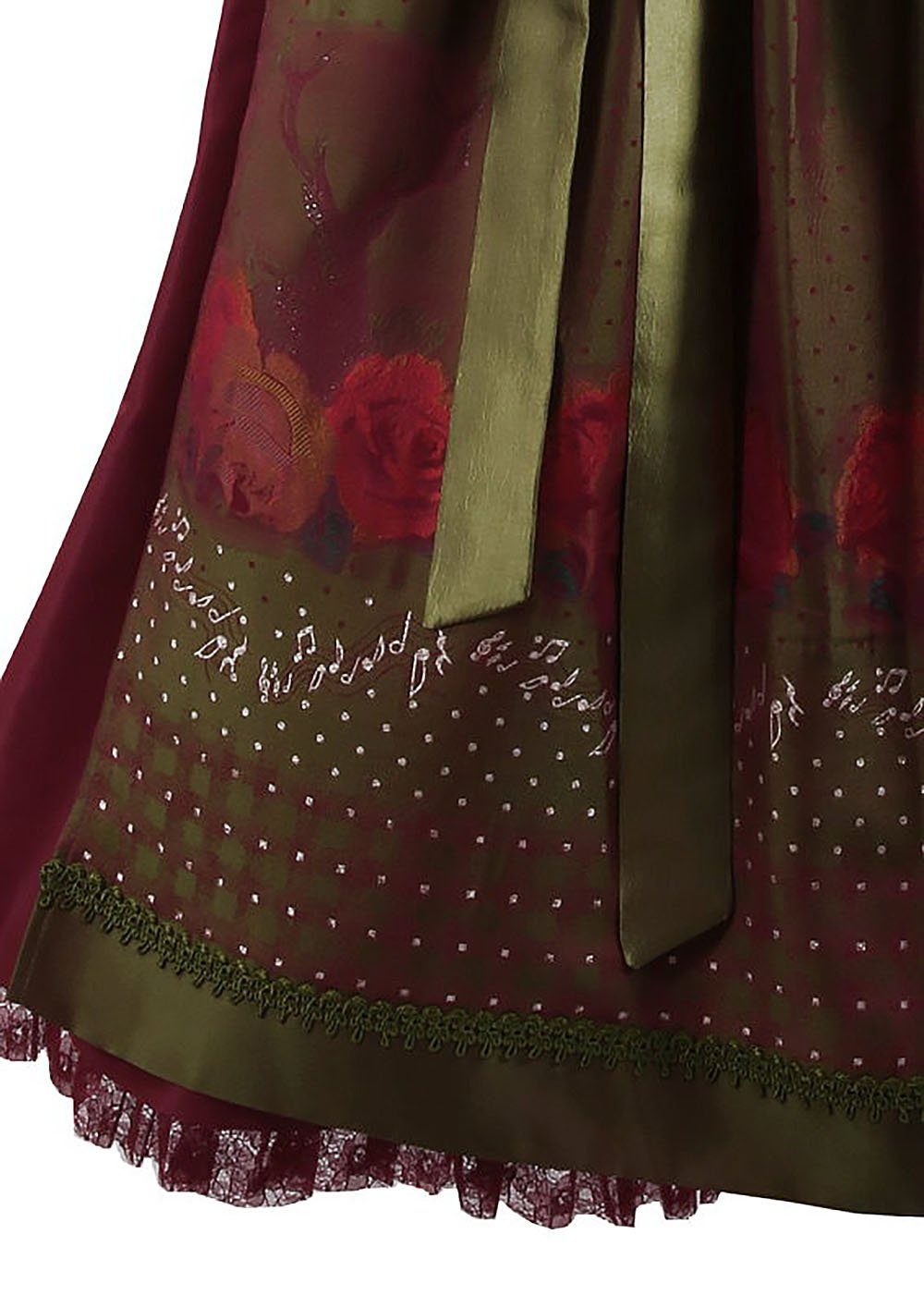 Moschen-Bayern Dirndl Midi Dirndl kurz Damen Trachtenkleid Oktoberfest Wiesn-Dirndl 70 cm elegant festlich Rot-Bordeauxe Kurz, Trachtenkleid, Midi, Stickerei, Taftstoff, festlich, Dirndl