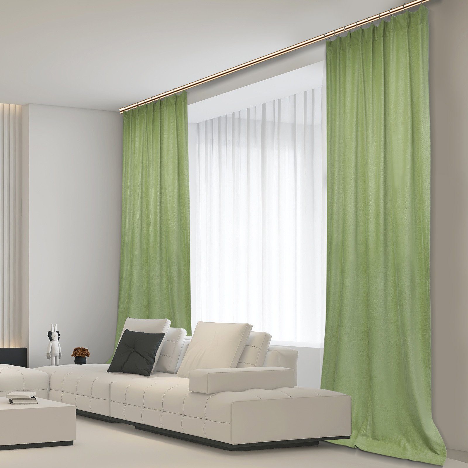 Vorhang Blickdicht Samt Thermogardine mit Salbei Set Sunicol, (2 Geprägtes St), Kräuselband, Grün Geometrisches, Verdunkelungsgardinen 2er Schlafzimmer für Wohnzimmer