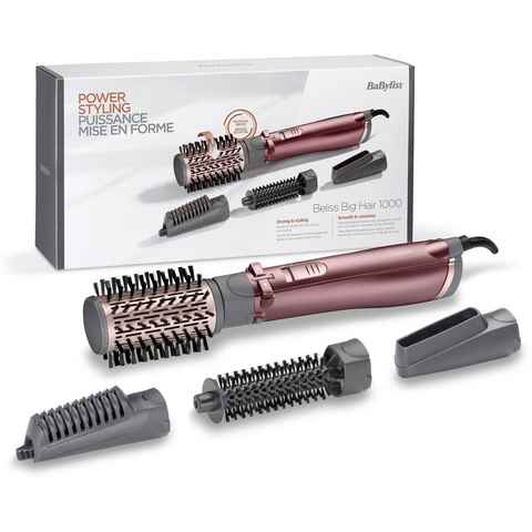 BaByliss Warmluftbürste AS960E Beliss Big Hair, rotierender Heißluftstyler mit 4 Aufsätzen inkl.Tasche