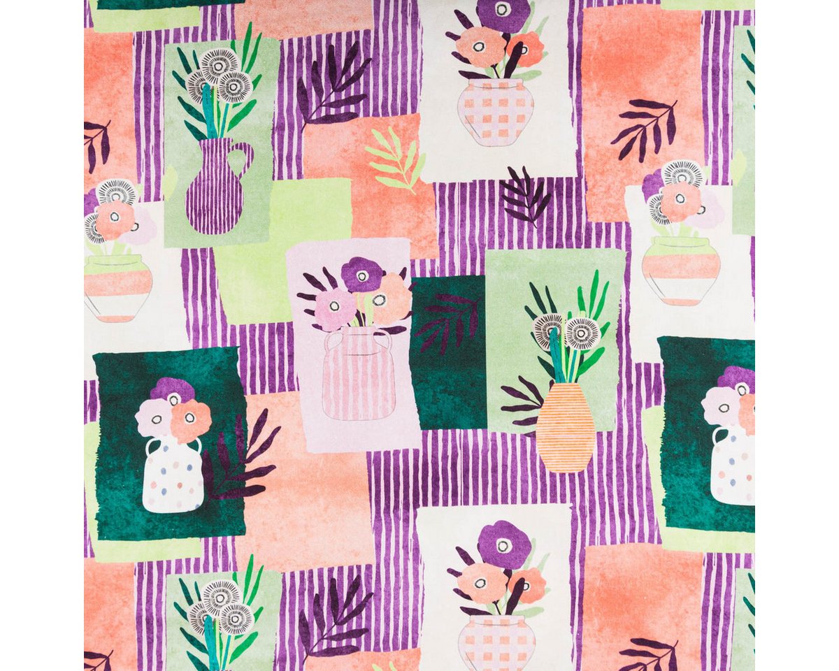 Thumbnail - SCHÖNER LEBEN. Stoff Canvas Stoff Nerida Hansen Tossed Vases Pastel Pink 1,40m Breite, atmungsaktiv