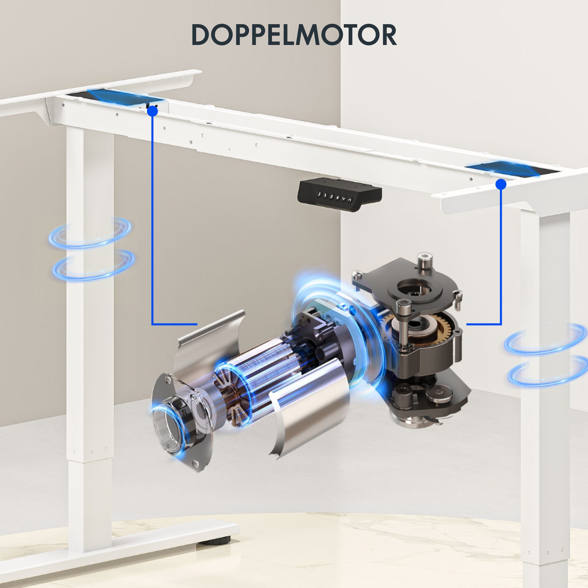 FLEXISPOT Schreibtisch Sitz-Steh-Tisch mit Memory-Funktionen (110X54/140X70/ 160X70/ 180X80/ 200X80 CM), Dual-Motor, 4 Speicherplätze, Anti-Kollisionssystem