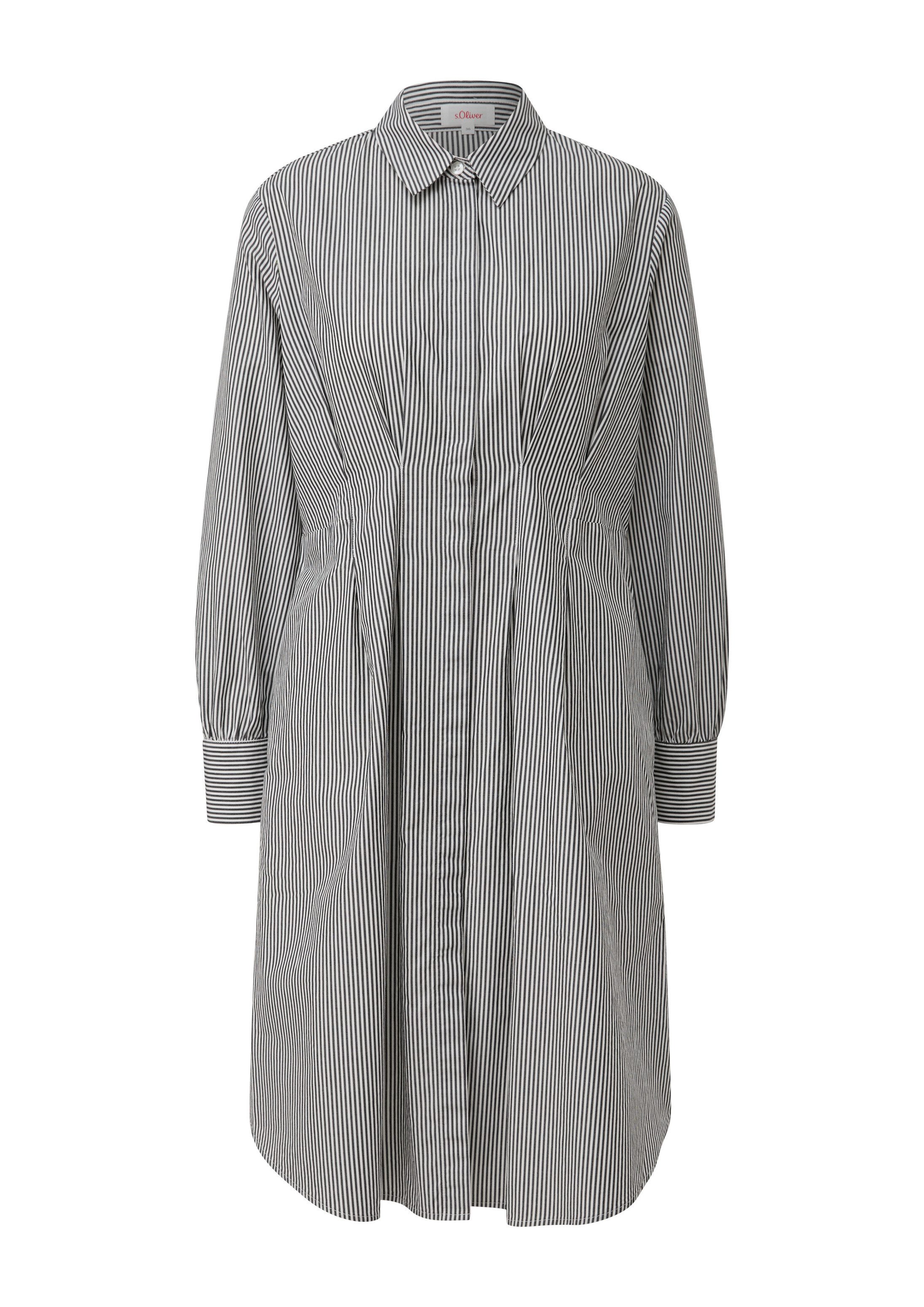 s.Oliver Minikleid Kleid Gestreiftes Hemdblusenkleid aus Popeline