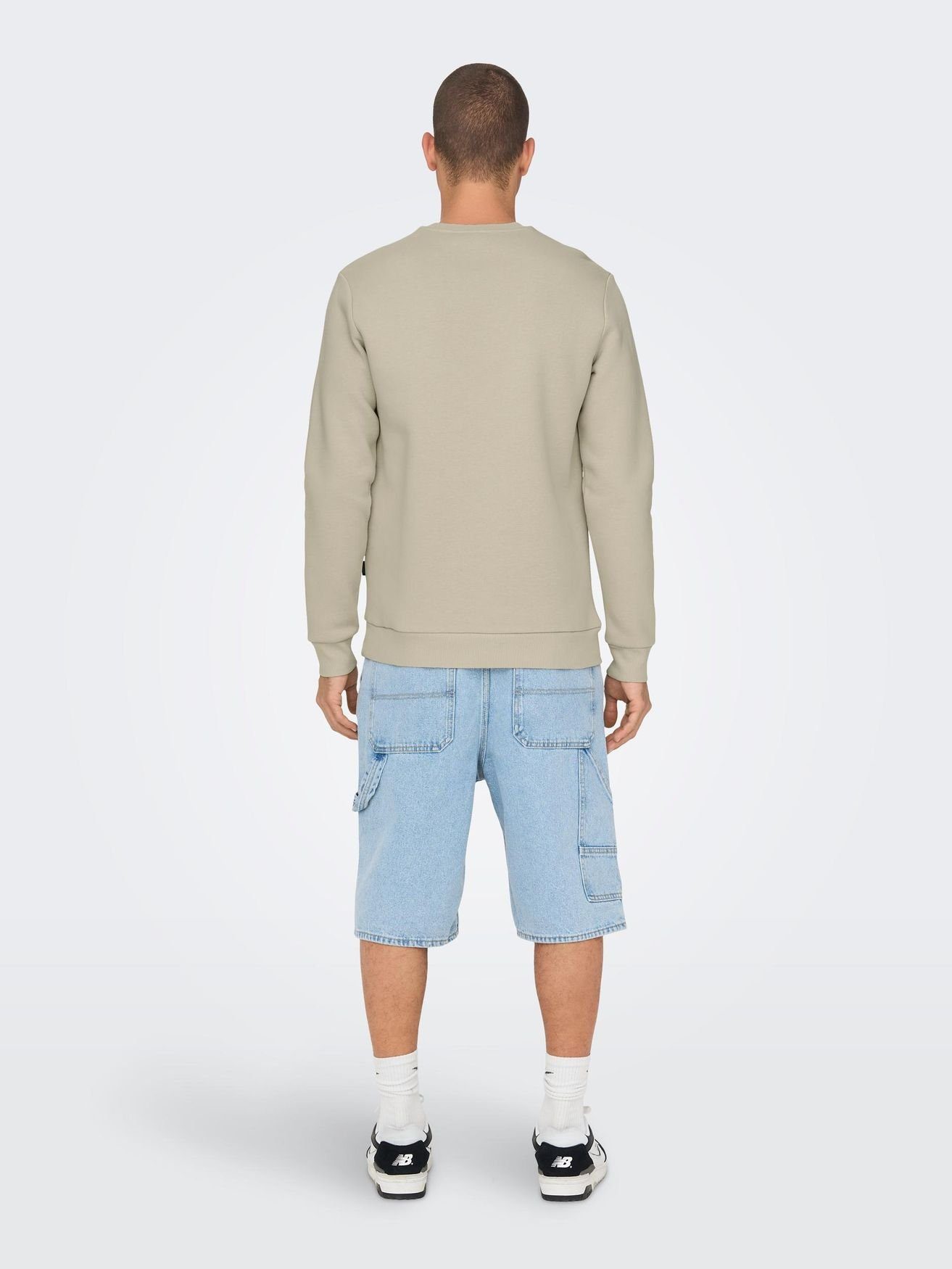 ONLY & Sweatshirt SONS ONSCERES Sweatshirt 5428 ohne Beige-2 Kapuze in Langarm Pullover Basic