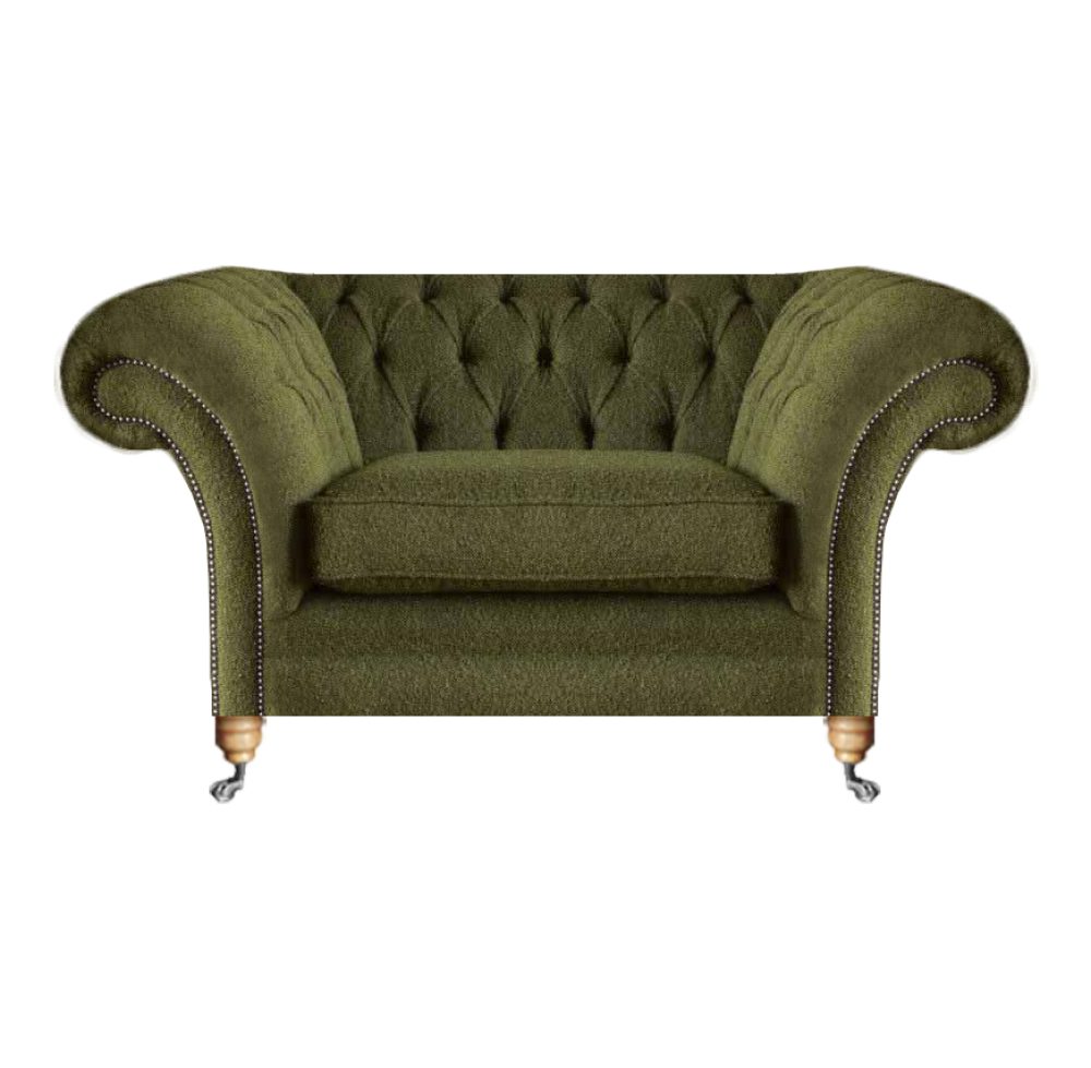 JVmoebel Chesterfield-Sessel Luxus Sessel Modern Grün Wohnzimmer Polstermöbel Textil Sitz (1-St., Sessel), Made in Europa