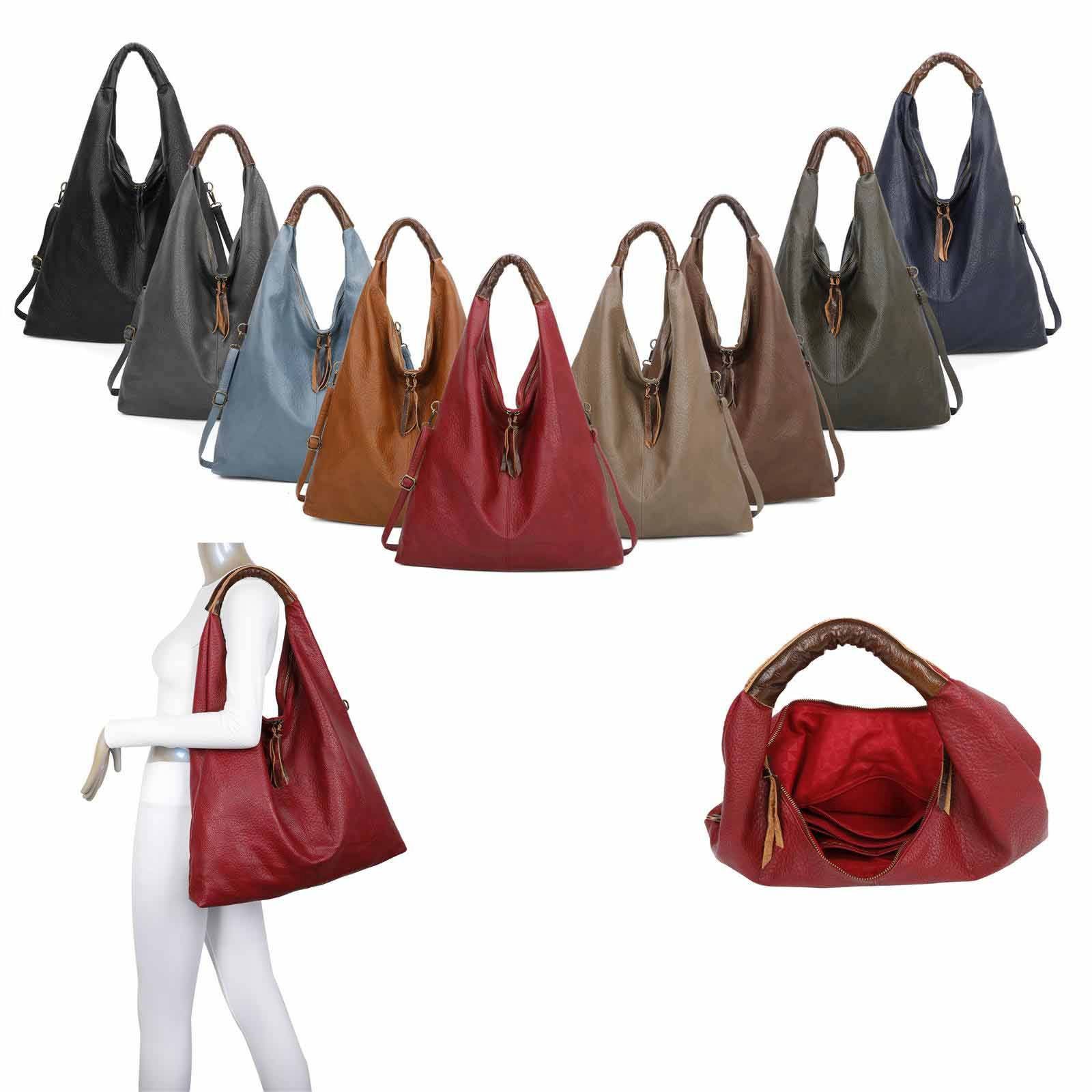 ITALYSHOP24 Schultertasche XXL Damen Shopper Tasche Freizeittasche Hobo Bag Weekender Reisetasche, Urlaub Handtasche Henkeltasche Umhängetasche Beuteltasche Bürotasche