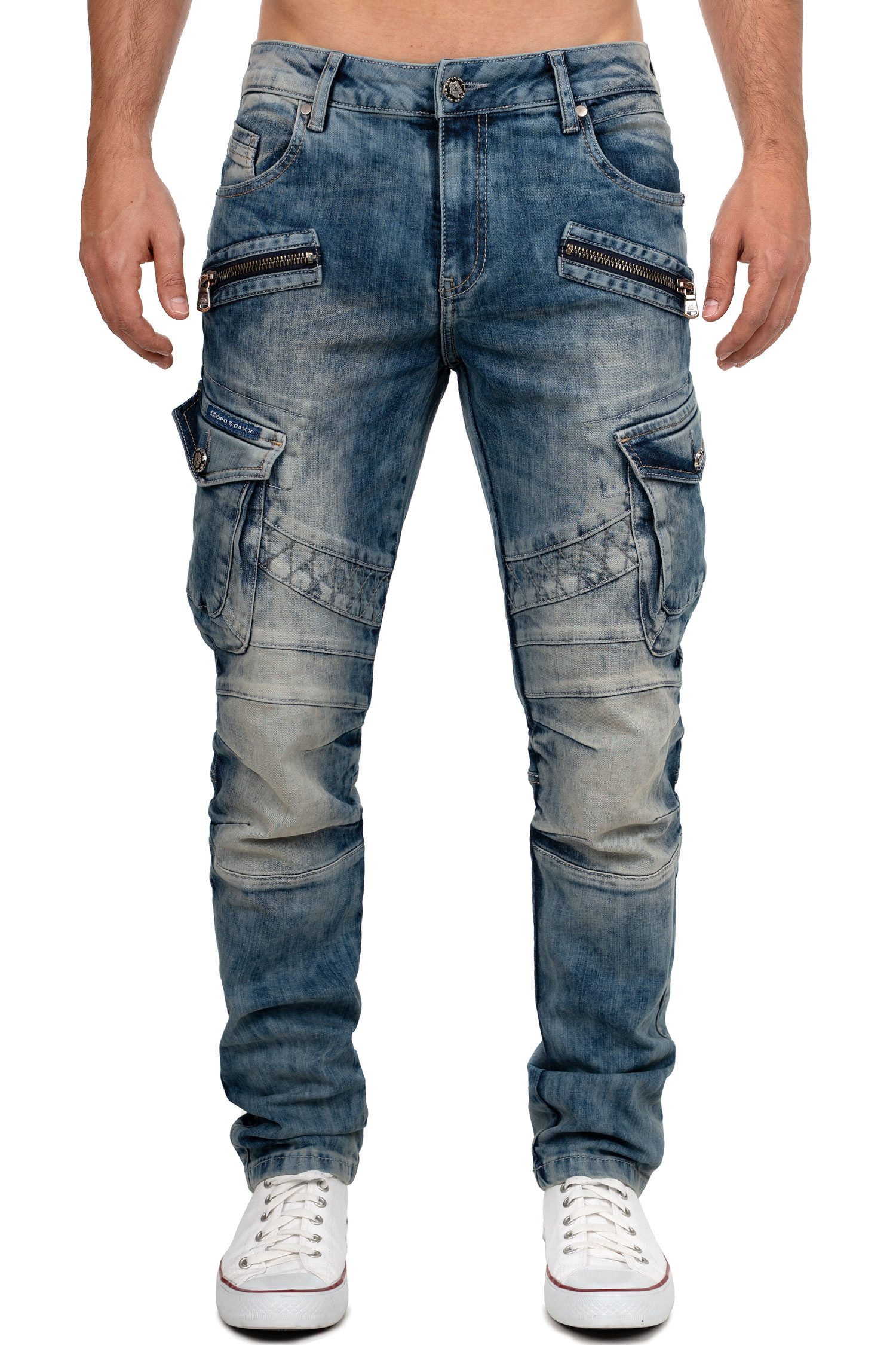 Cipo & Baxx Bikerjeans Herren Hose Stonewashed BA-CD780 Used-Waschung im Ma günstig online kaufen
