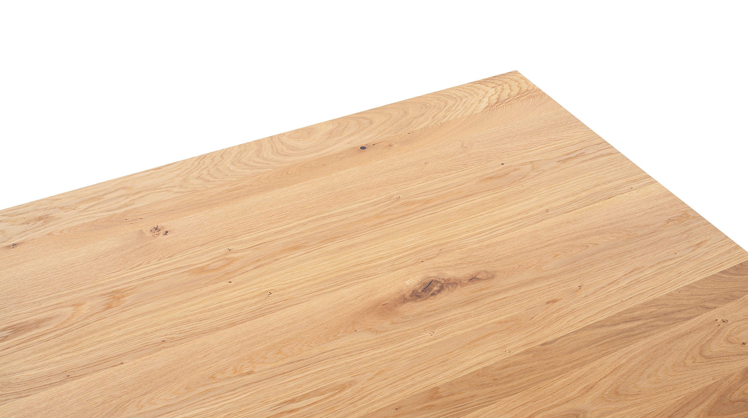 Massivart® Esstisch Wildeiche massiv geölt / 60 mm Platte / 180/200/220 / AHUS, Massivholztisch · Metallgestell · Schweizer Kante · Industrial-Look