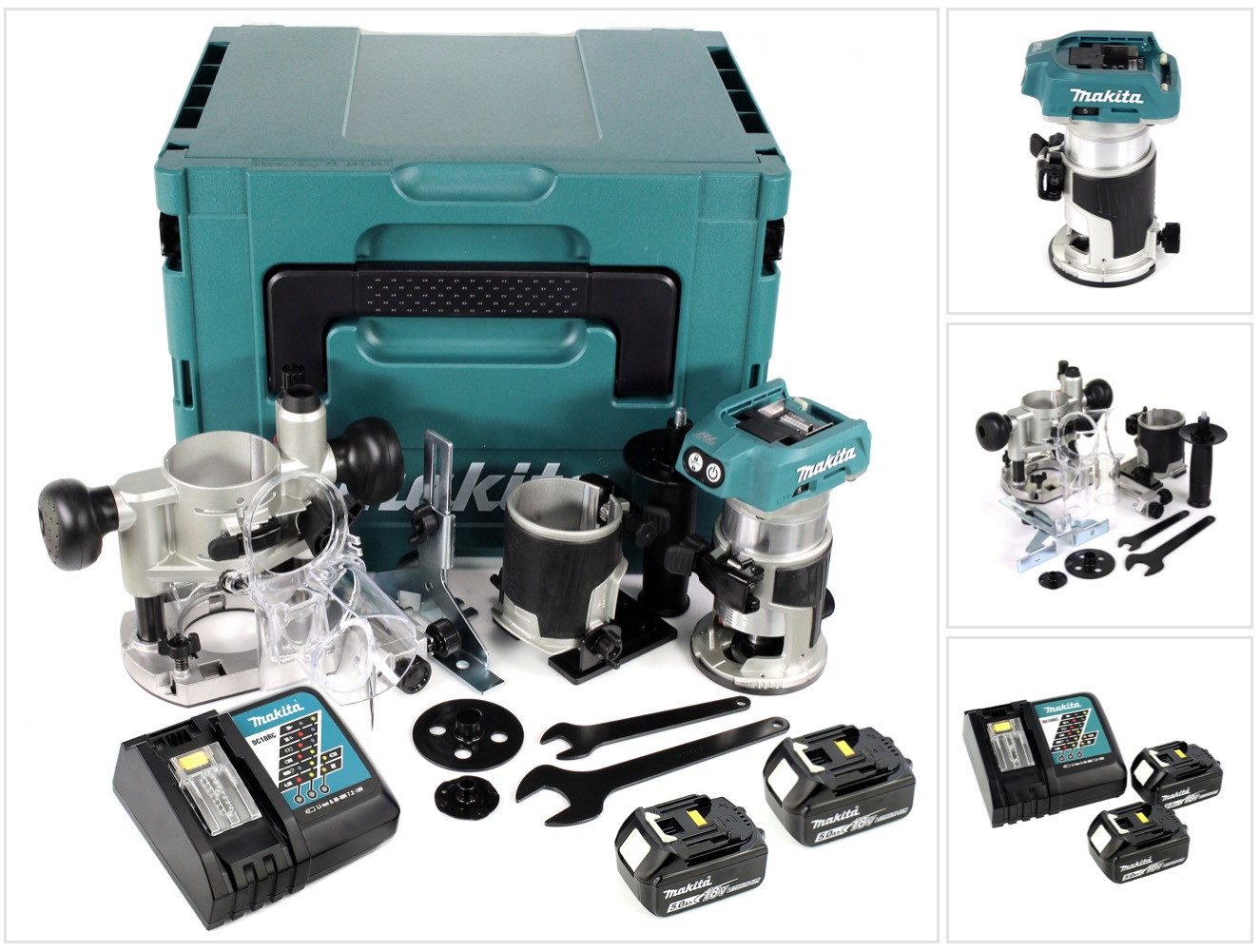 Makita Akku-Multifunktionsfräse DRT 50 RTJ X2 18 V Li-Ion Akku Brushless Multifunktionsfräse