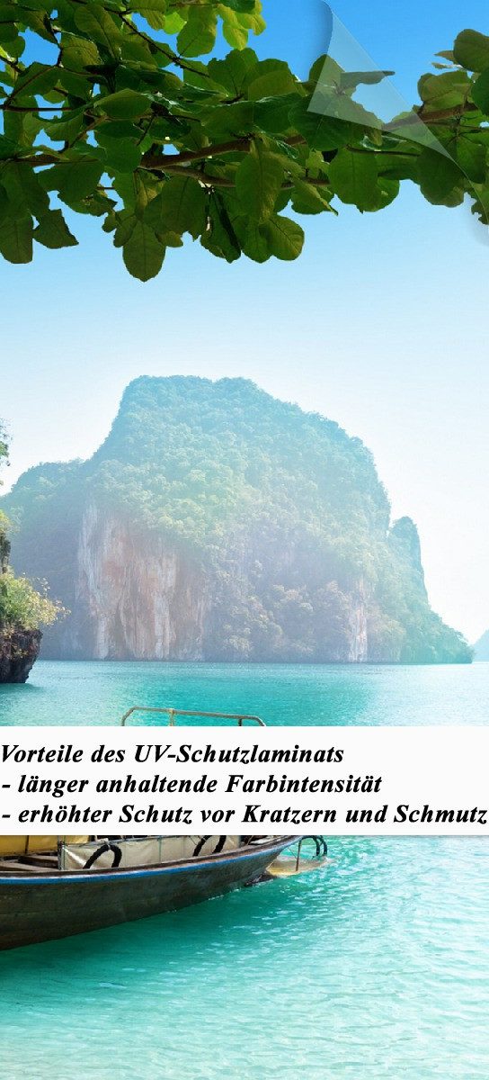 Wallario Türtapete Fischerboot in Thailand blaues günstig online kaufen