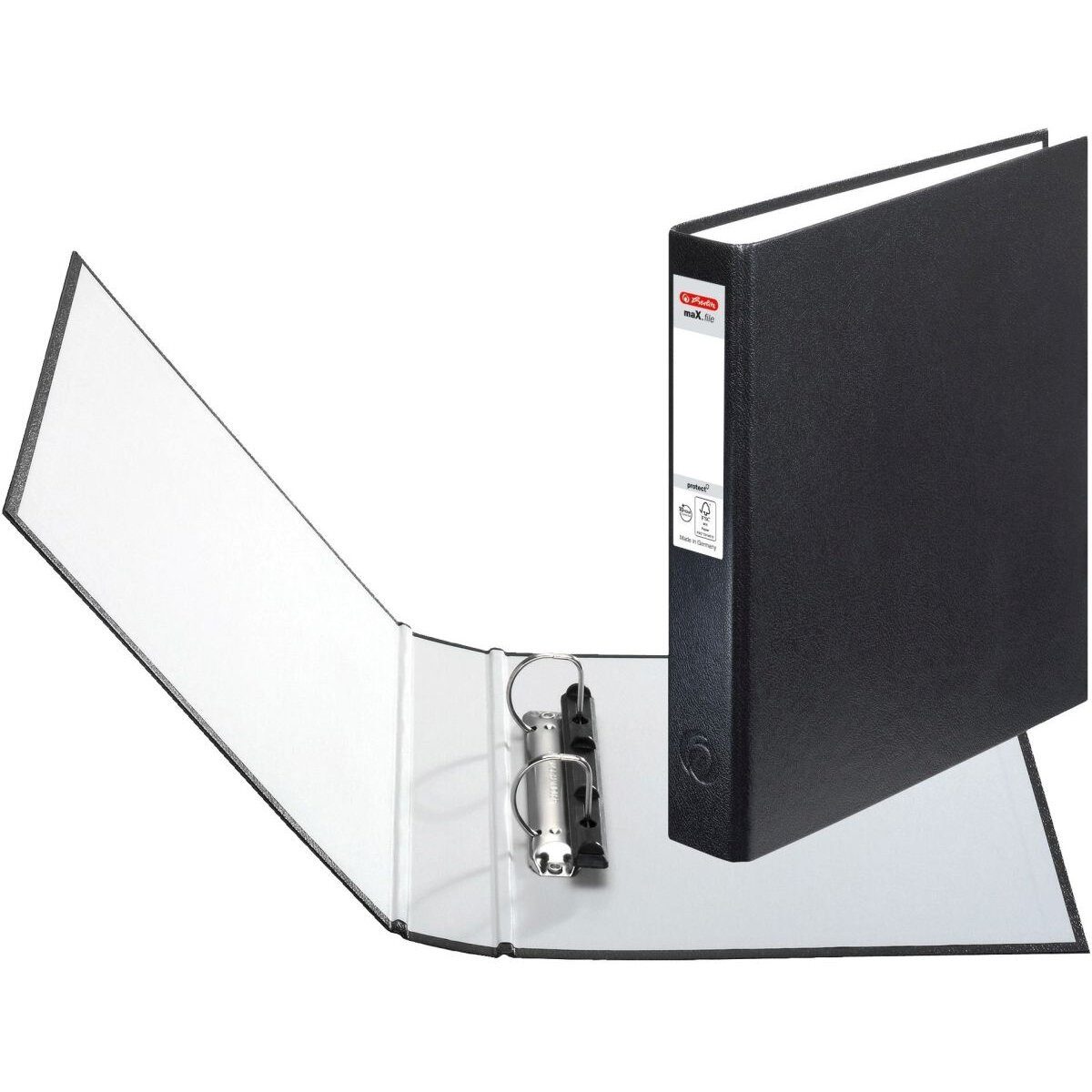 Herlitz Präsentationsordner Ringbuch protect 2 Ringe 25mm A5 schwarz maX.file