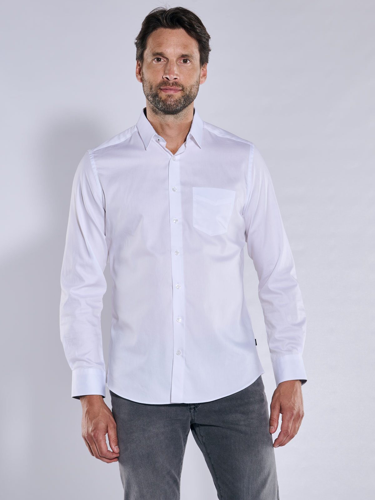 Engbers Langarmhemd Herren Langarm-Hemd "My Favorite", Reinweiss