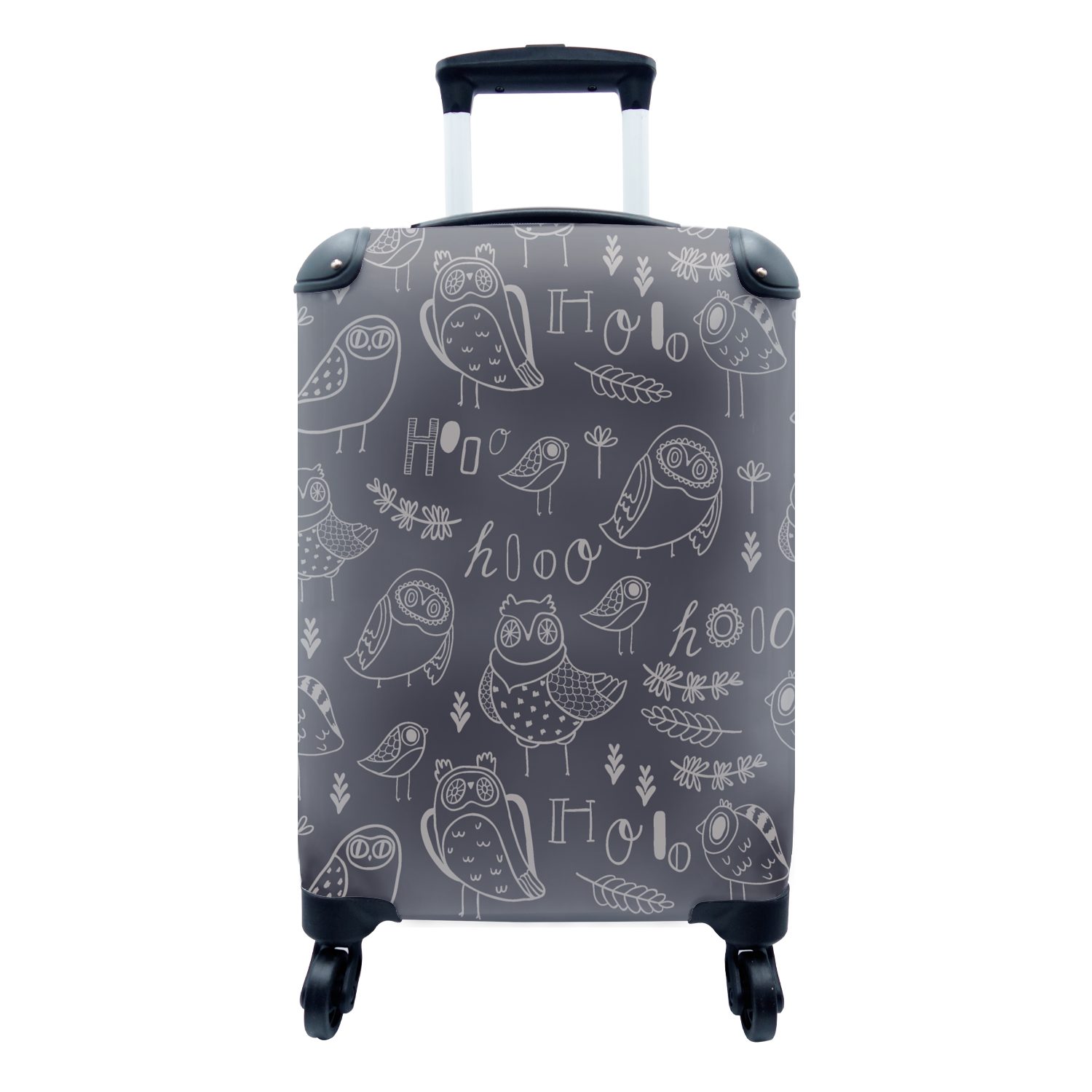 Reisekoffer Reisetasche rollen, Trolley, 4 Eule, Handgepäckkoffer Muster Vogel - - Handgepäck mit für MuchoWow Ferien, Rollen,