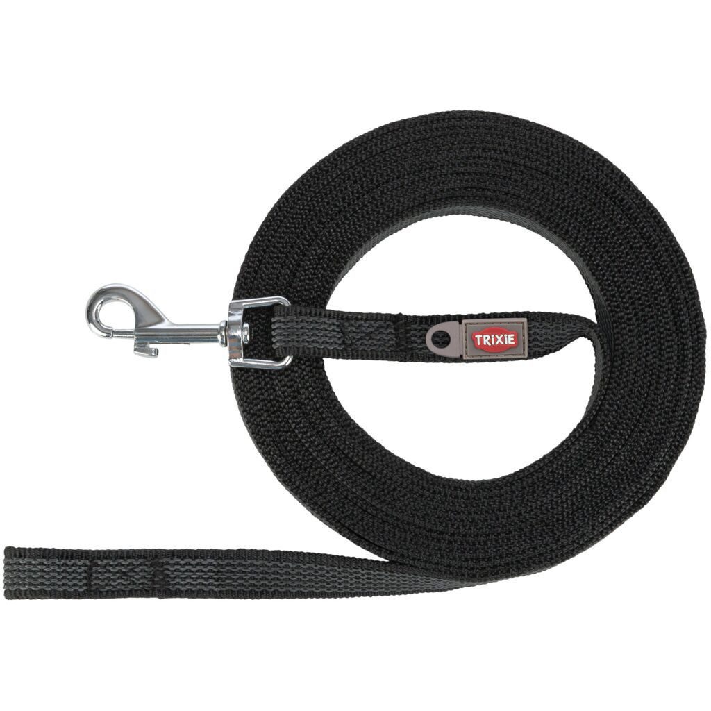 TRIXIE Schleppleine Schleppleine, gummiert - schwarz - 10 m/15 mm, Gurtband