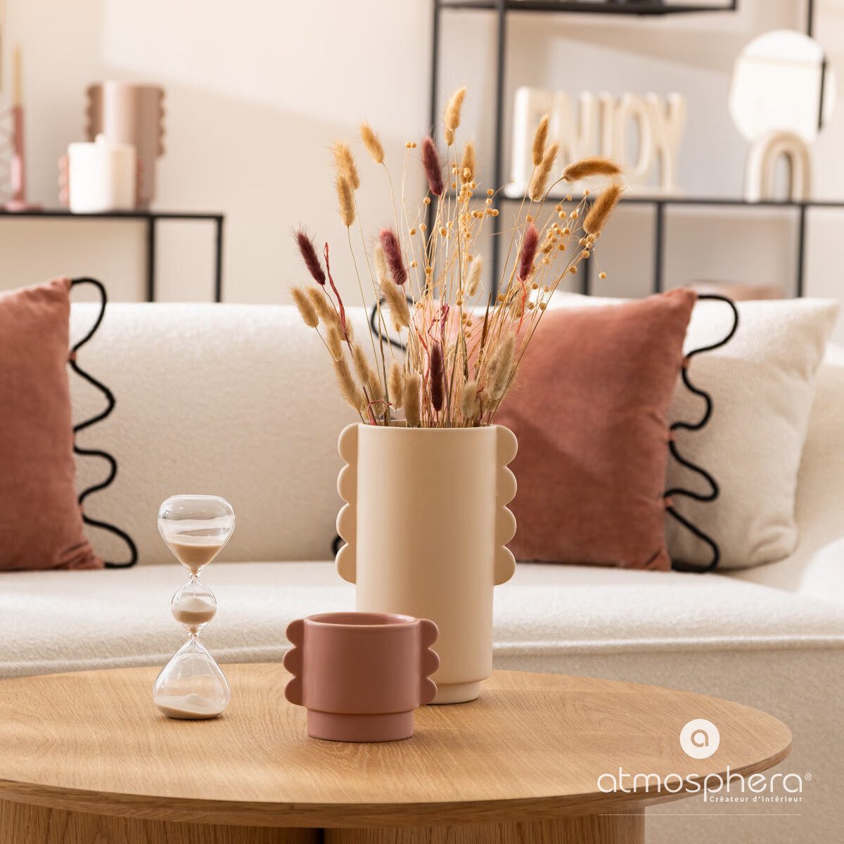 Atmosphera Créateur d'intérieur Dekovase Vase aus Keramik WAVY BLISS, Ø 13 cm (einzeln)