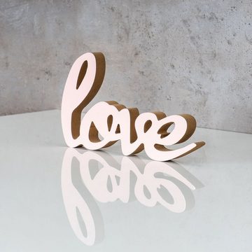 Levandeo® Deko-Schriftzug, Schriftzug Love L22,5cm Pastell Rosa Holz Tischdeko Deko Aufsteller
