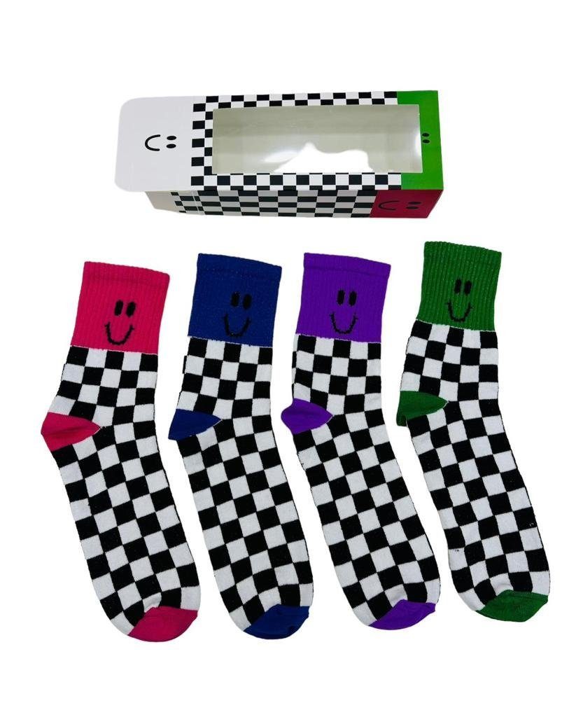 NoblesBox Freizeitsocken Lustige Socken (Box, Größe 4 Socken, 37-43 Paar) Smiley